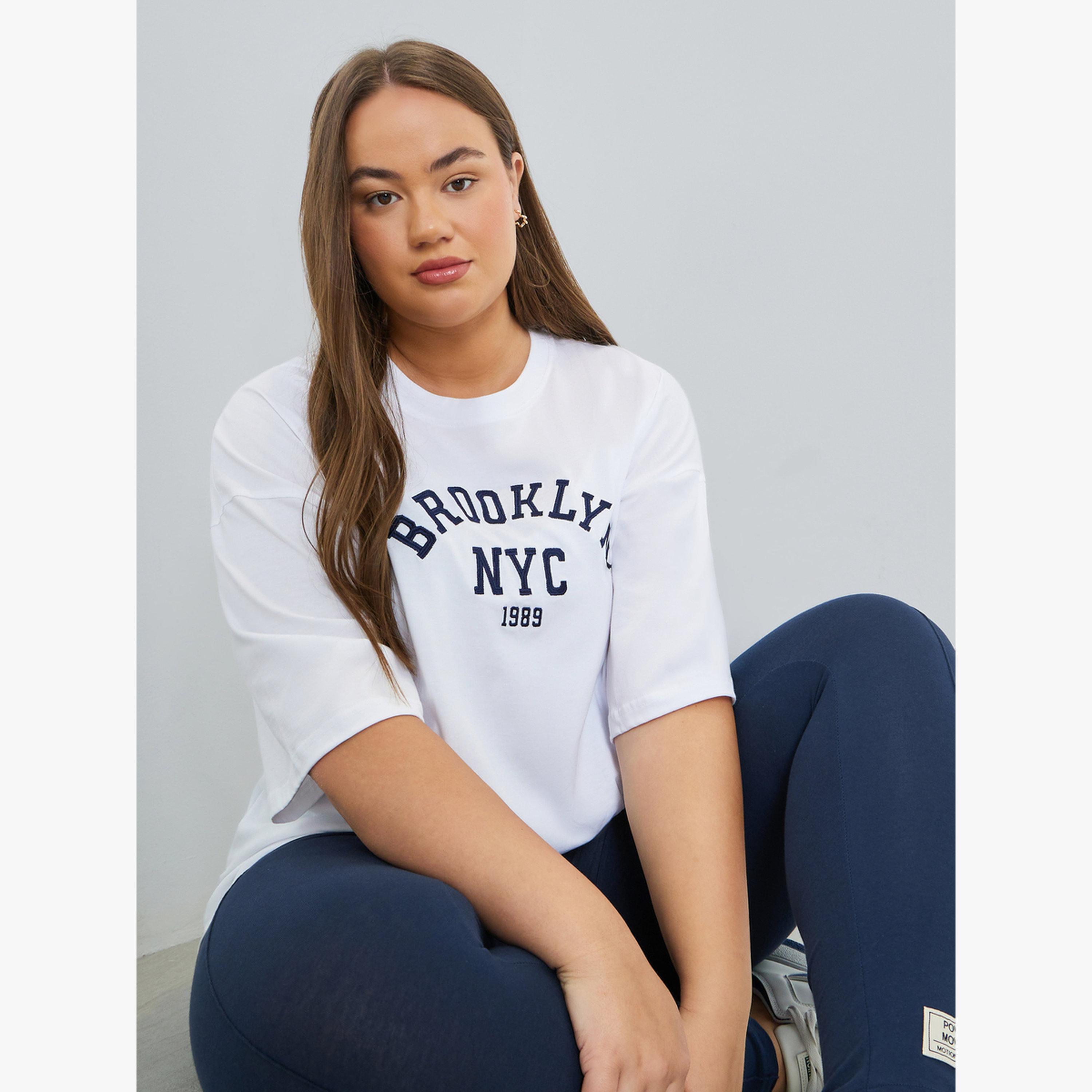 Styli Plus Size White Embroidered Oversized T-Shirt-women-clothing-tshirts-image-3