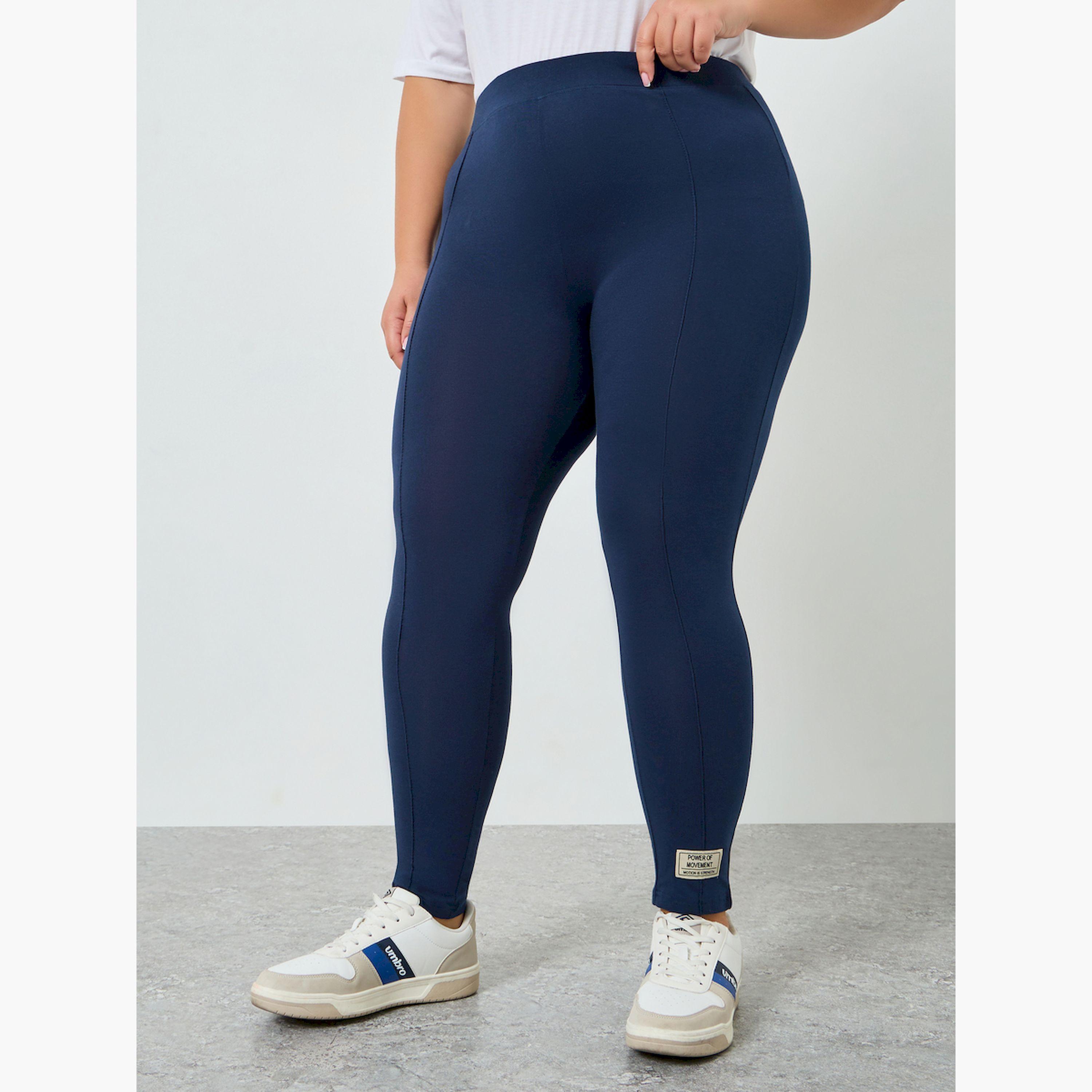 Styli Plus Size Basic Leggings with Badge Detail-women-clothing-bottoms-leggings-image-1