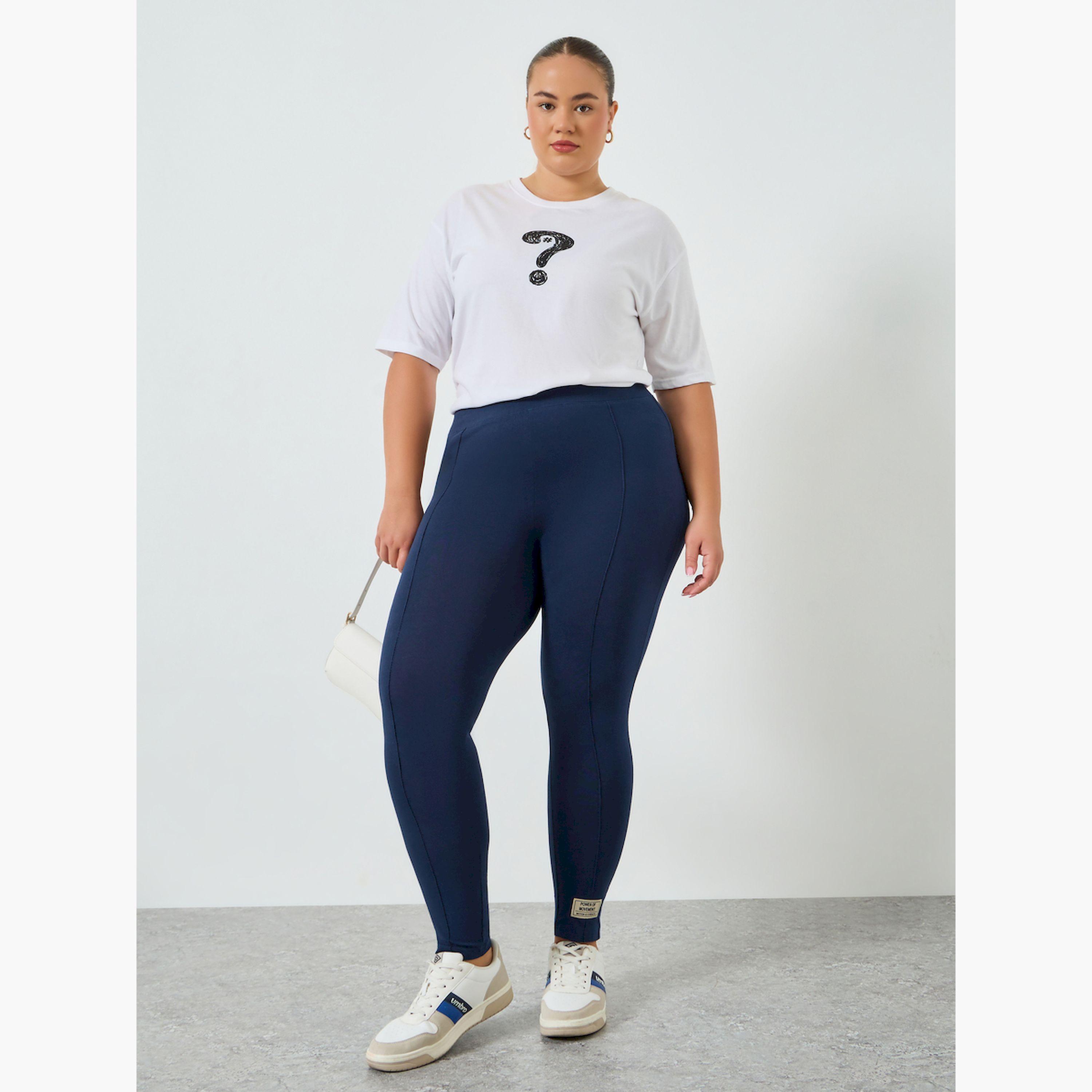 Styli Plus Size Basic Leggings with Badge Detail-women-clothing-bottoms-leggings-image-2