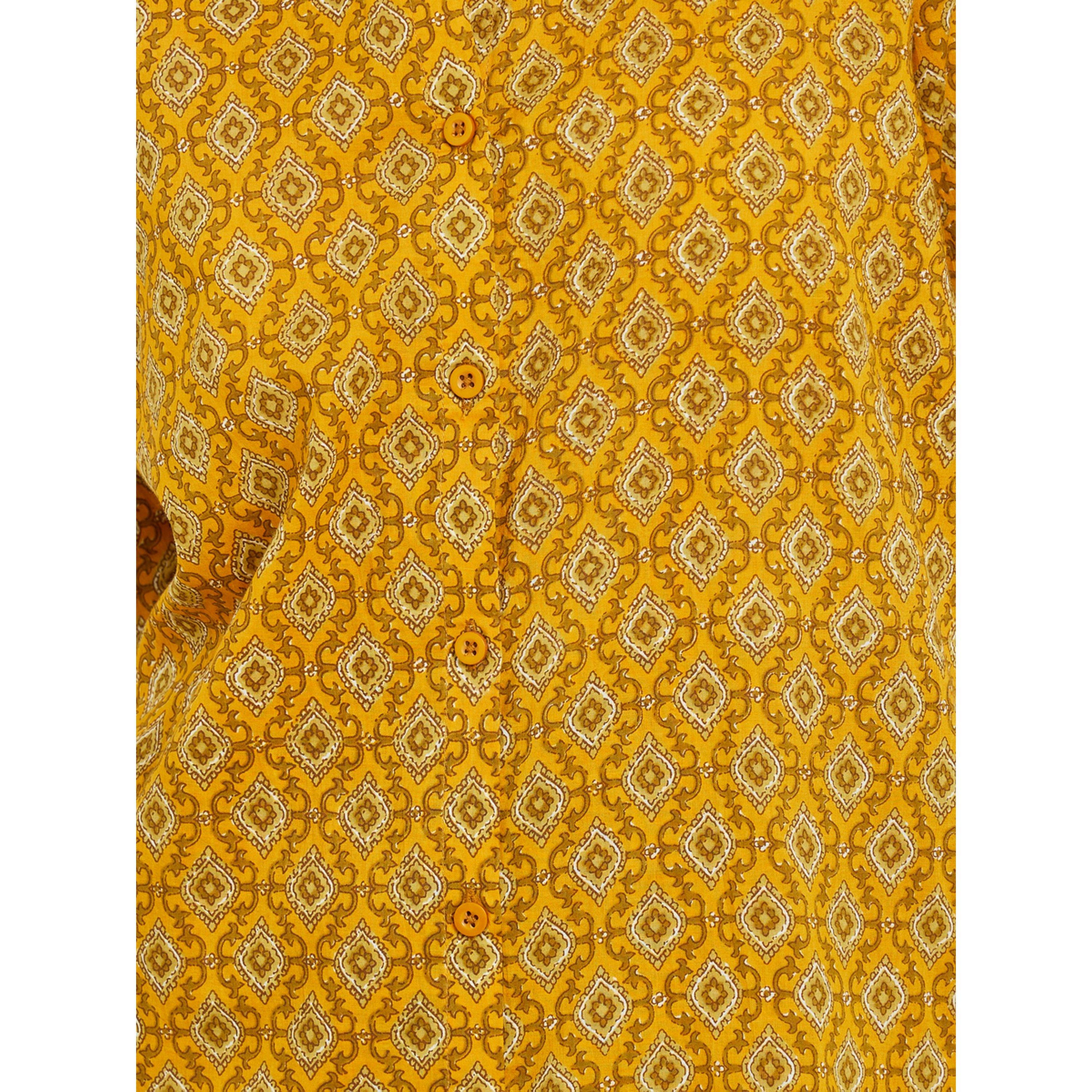 طقم بيجاما من قميص قطن طويل وبنطال واسع بطبعة هندسية-women-clothing-nightwear-pyjamas-longsets-image-5