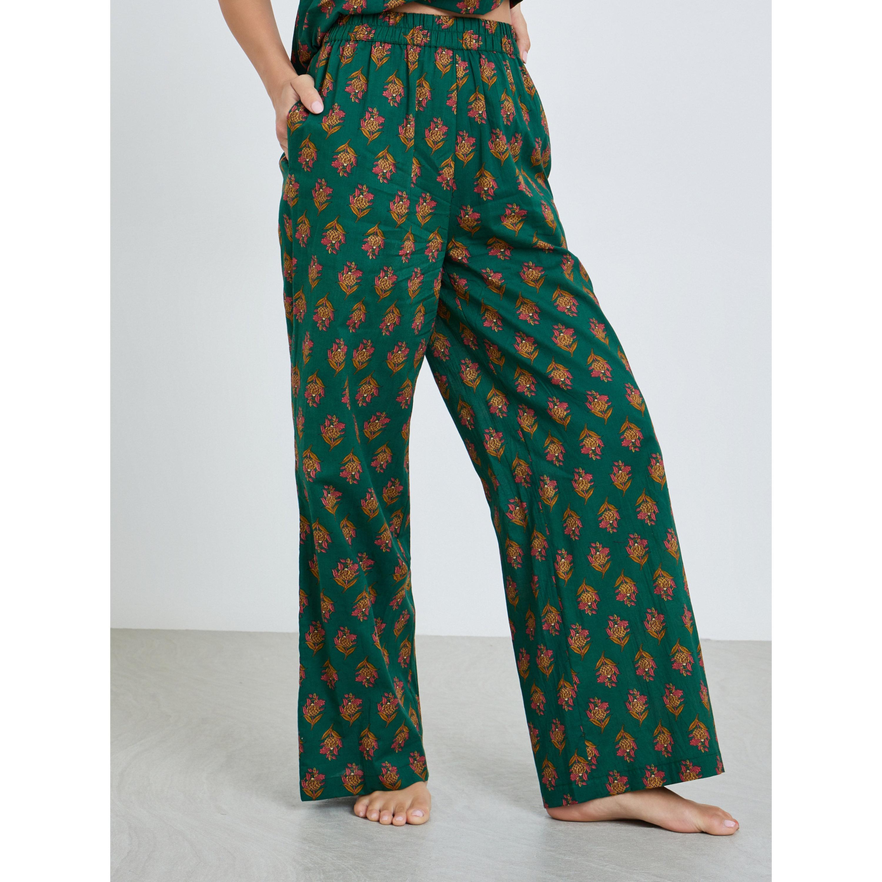 Styli Floral Pleated Cotton Cami and Wide Leg Pyjama Set-women-clothing-nightwear-pyjamas-longsets-image-4