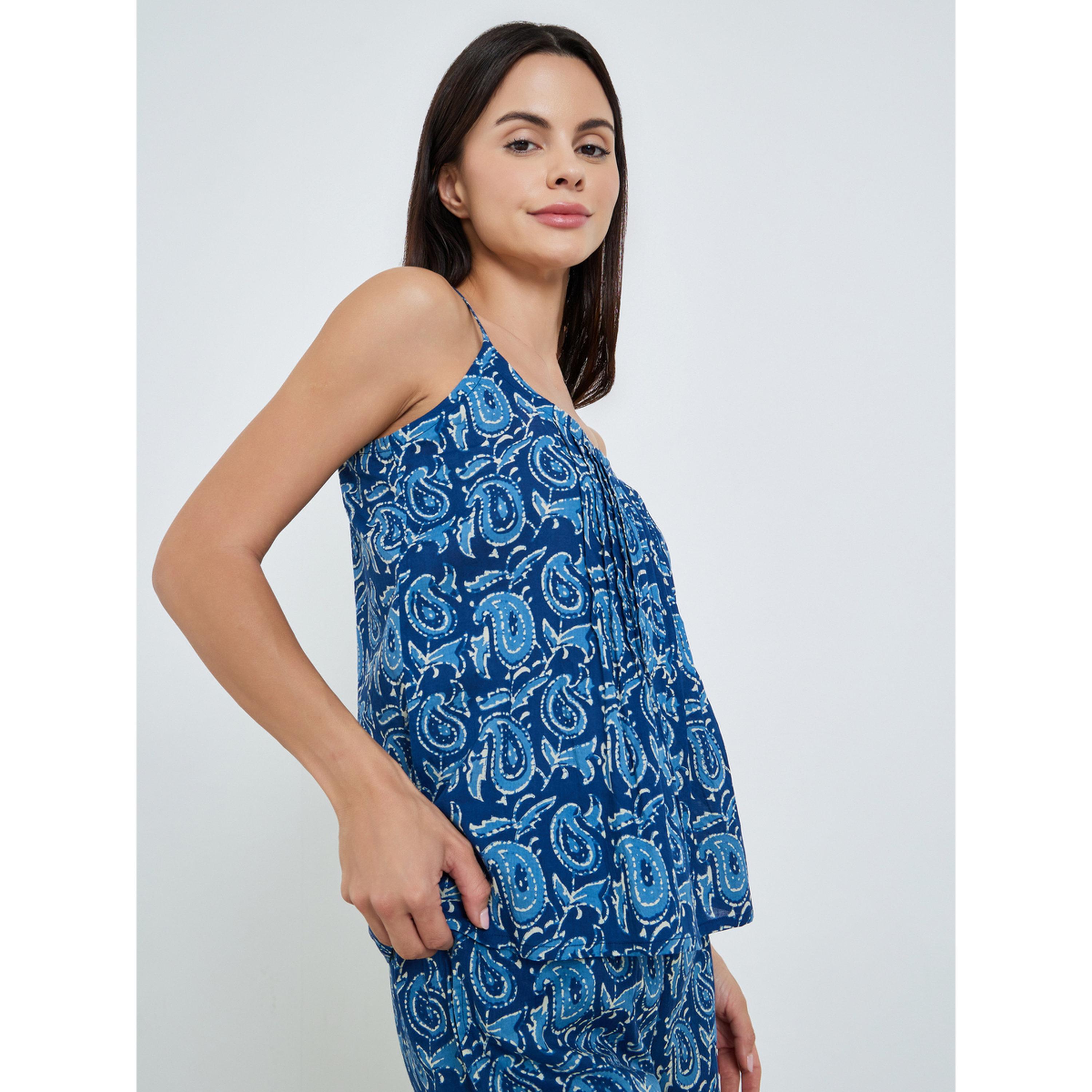 Styli Paisley Pleated Cotton Cami and Wide Leg Pyjama Set-women-clothing-nightwear-pyjamas-longsets-image-3