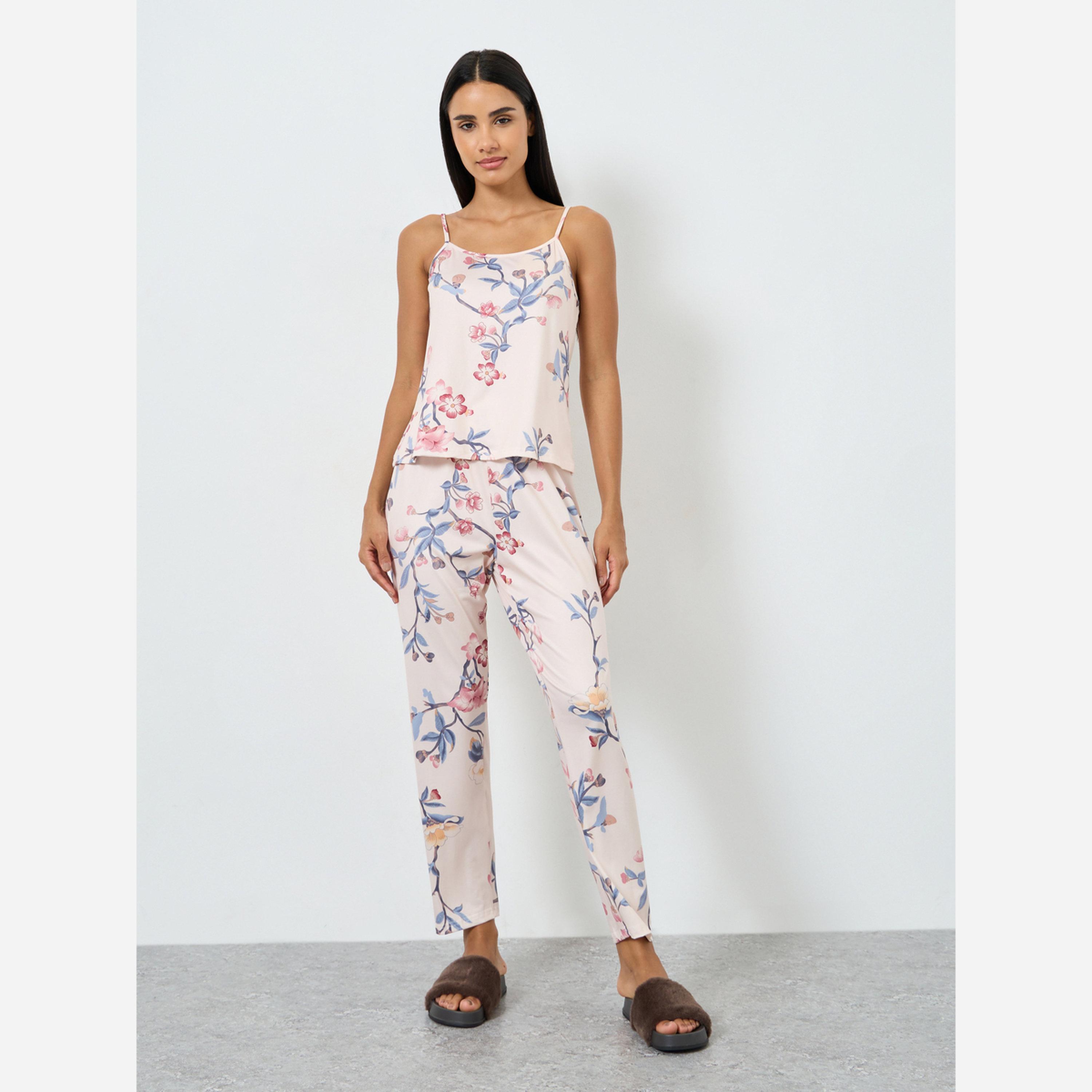Styli Pack of 3 - Floral Cami, Robe and Pyjama Set-women-clothing-nightwear-pyjamas-longsets-image-5
