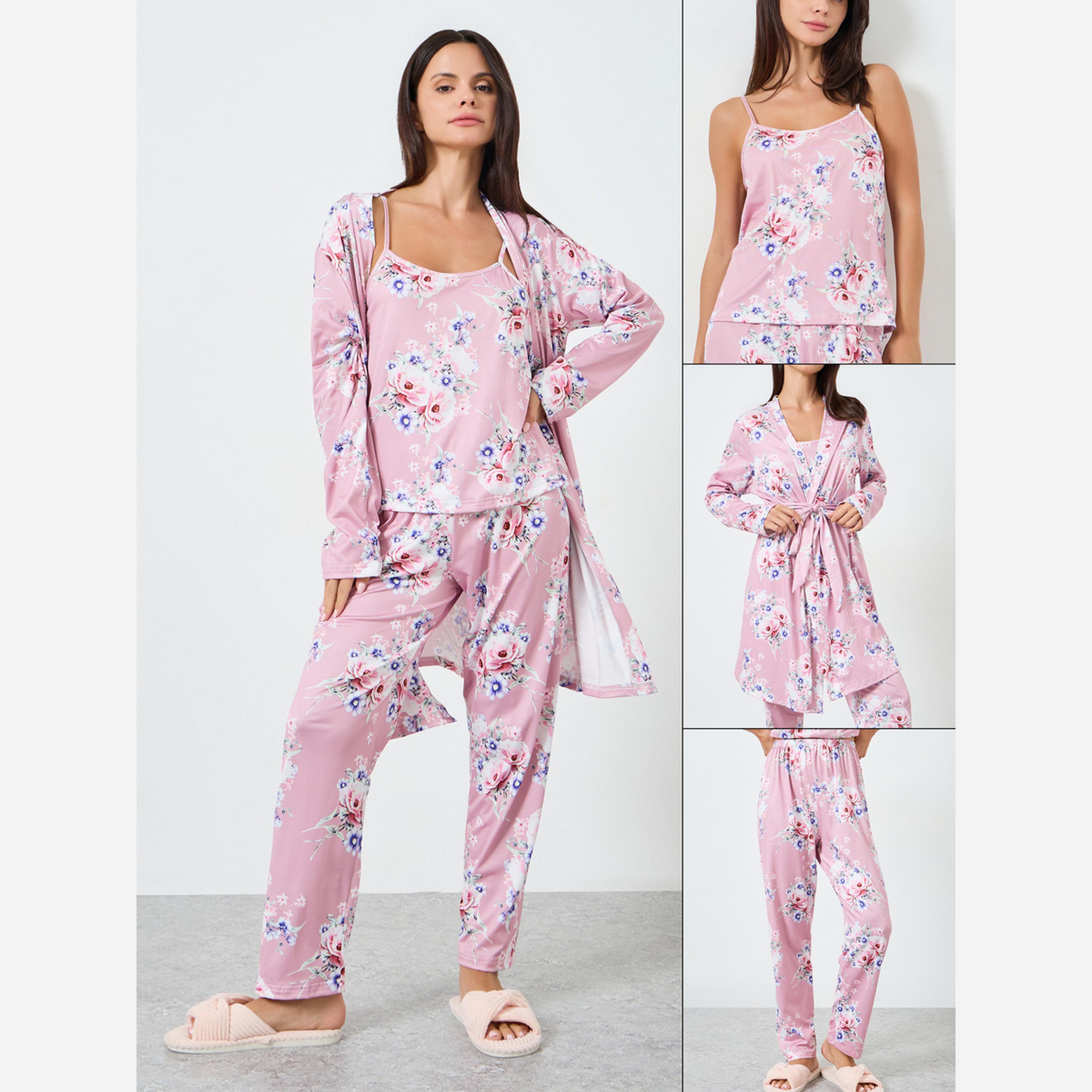 Styli 3 PACK PLACEMENT FLORAL PRINT CAMI ROBE & PJ LONG SET-women-clothing-nightwear-pyjamas-longsets-image-1