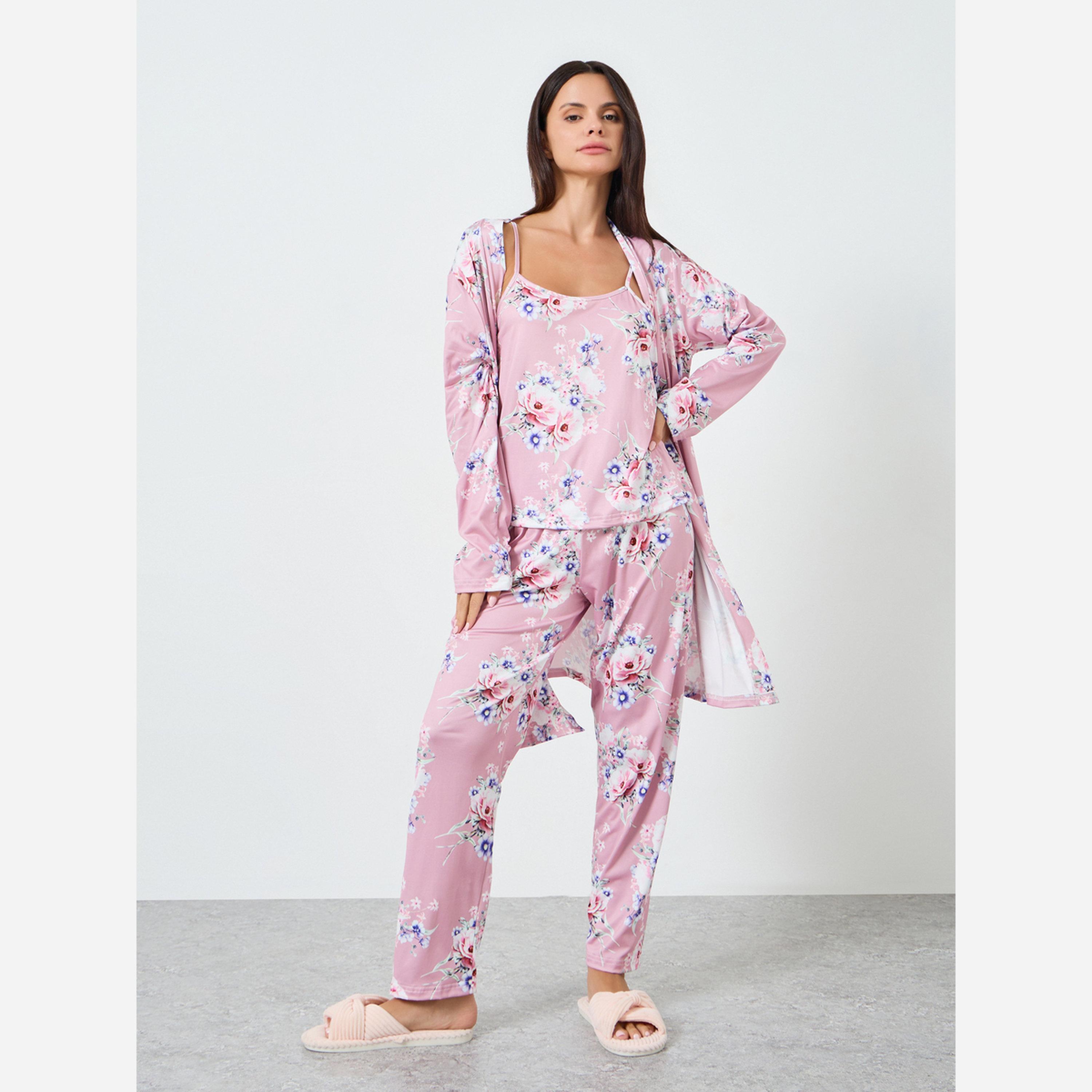 Styli 3 PACK PLACEMENT FLORAL PRINT CAMI ROBE & PJ LONG SET-women-clothing-nightwear-pyjamas-longsets-image-2