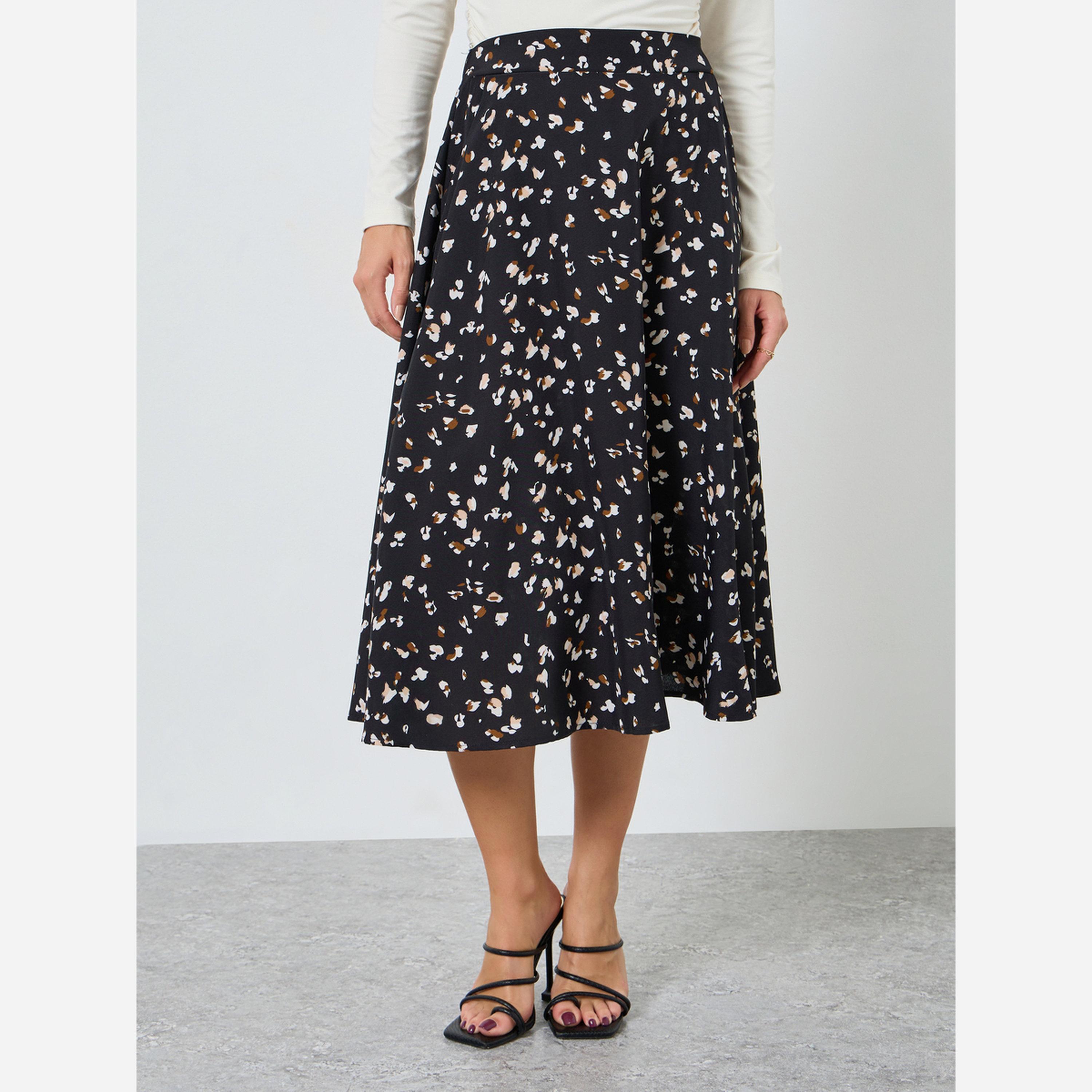 تيك تو - تنورة متوسطة الطول للنساء تصميم A وطبعة-women-clothing-bottoms-skirts-image-1