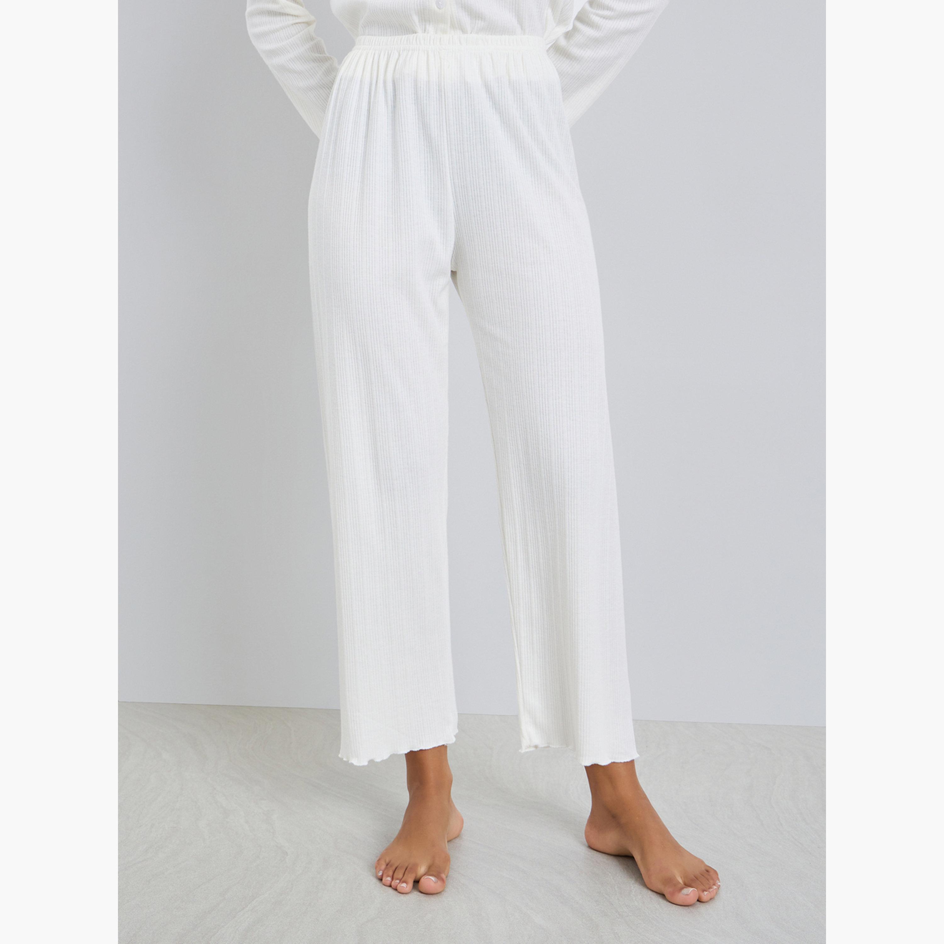 طقم بيجاما من وقميص بأزرار وبلوزة كامي مضلعة-women-clothing-nightwear-pyjamas-longsets-image-5