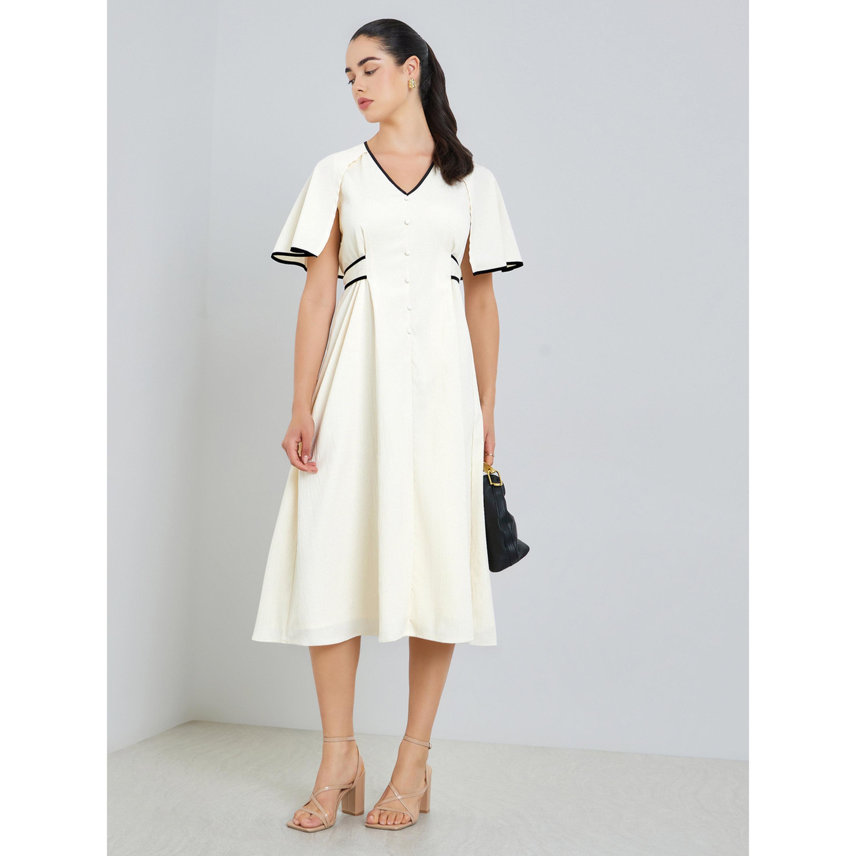 فستان ميدي بأزرار وحافة واسعة للنساء-women-clothing-dresses-image-1