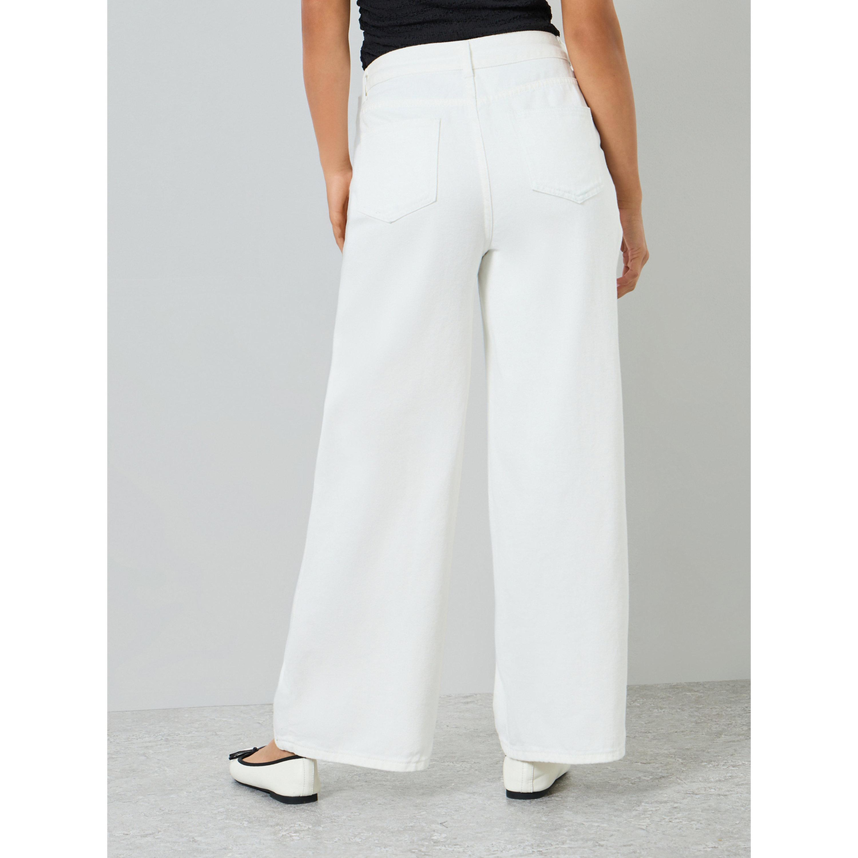 بنطال بأرجل واسعة لون أوف وايت-women-clothing-bottoms-trousers-image-4