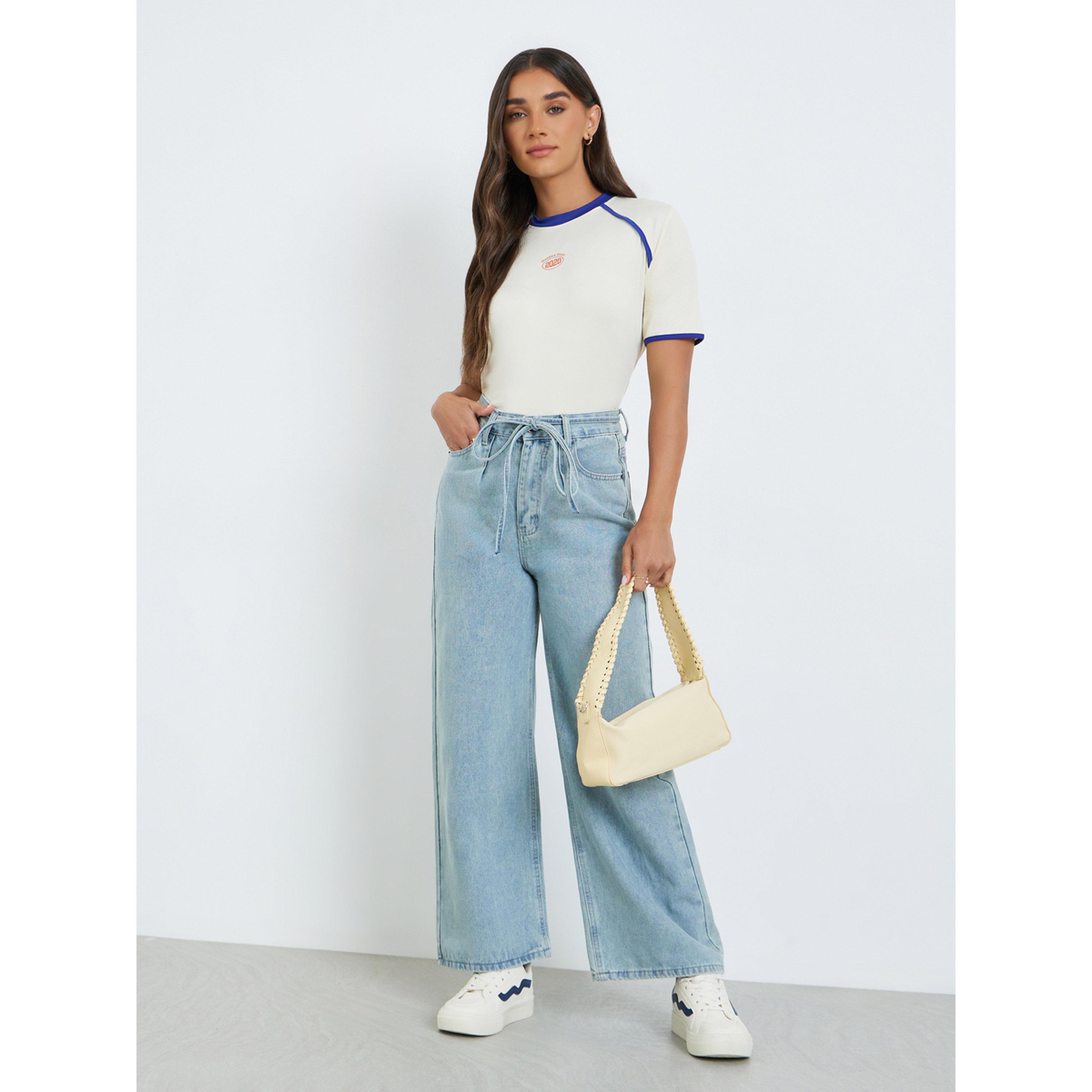 Styli Women Light Blue High Rise Wide Leg Jeans-women-clothing-bottoms-jeans-image-2