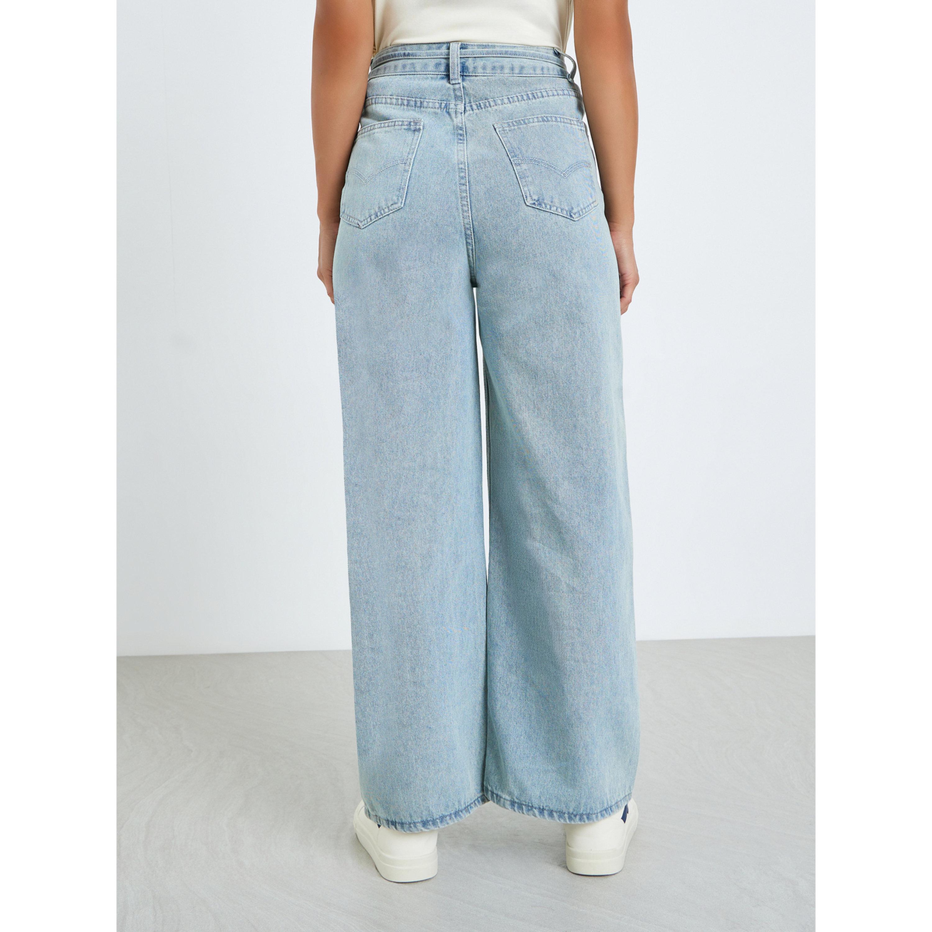 Styli Women Light Blue High Rise Wide Leg Jeans-women-clothing-bottoms-jeans-image-4