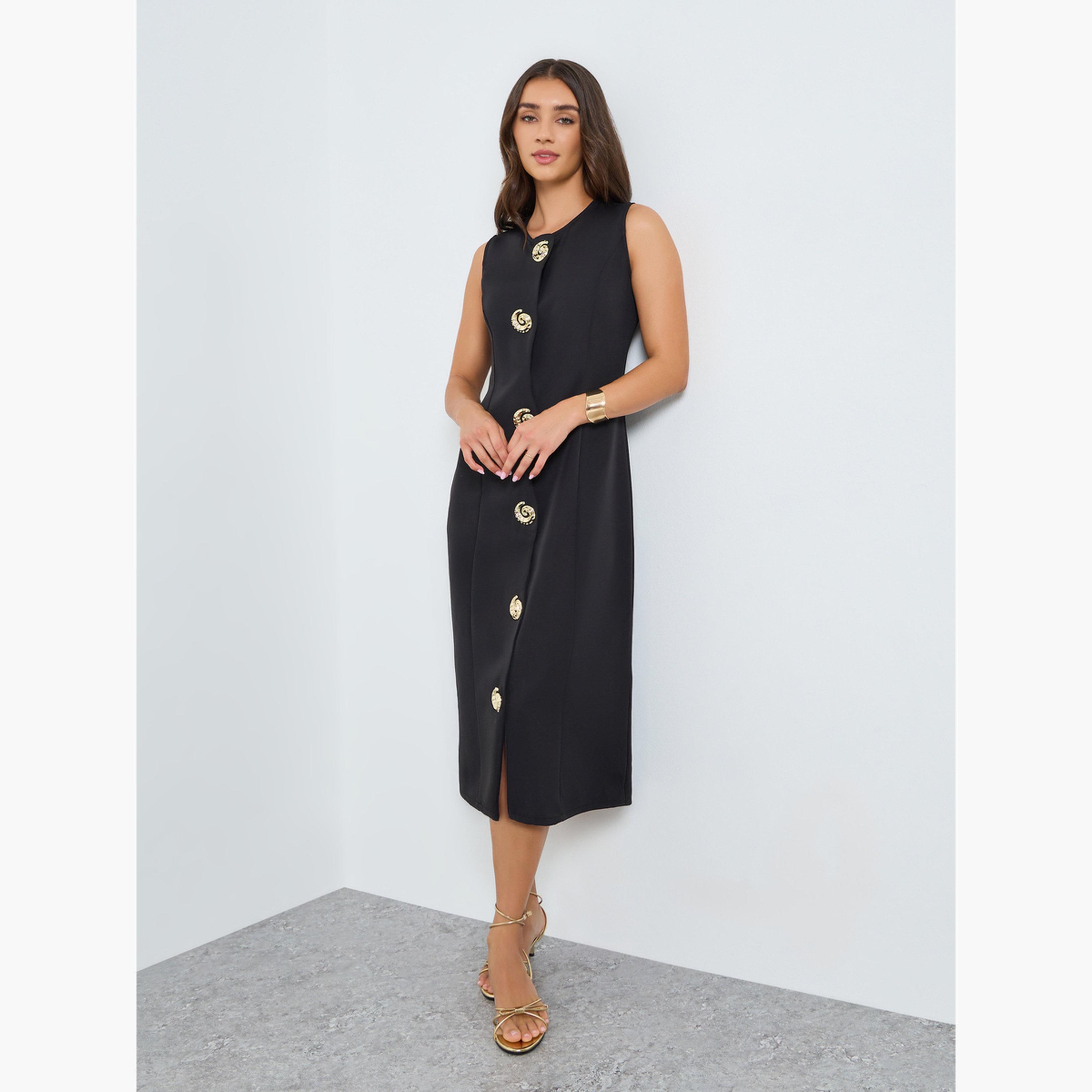 فستان ميدي قصة مستقيمة بلا أكمام-women-clothing-dresses-image-3