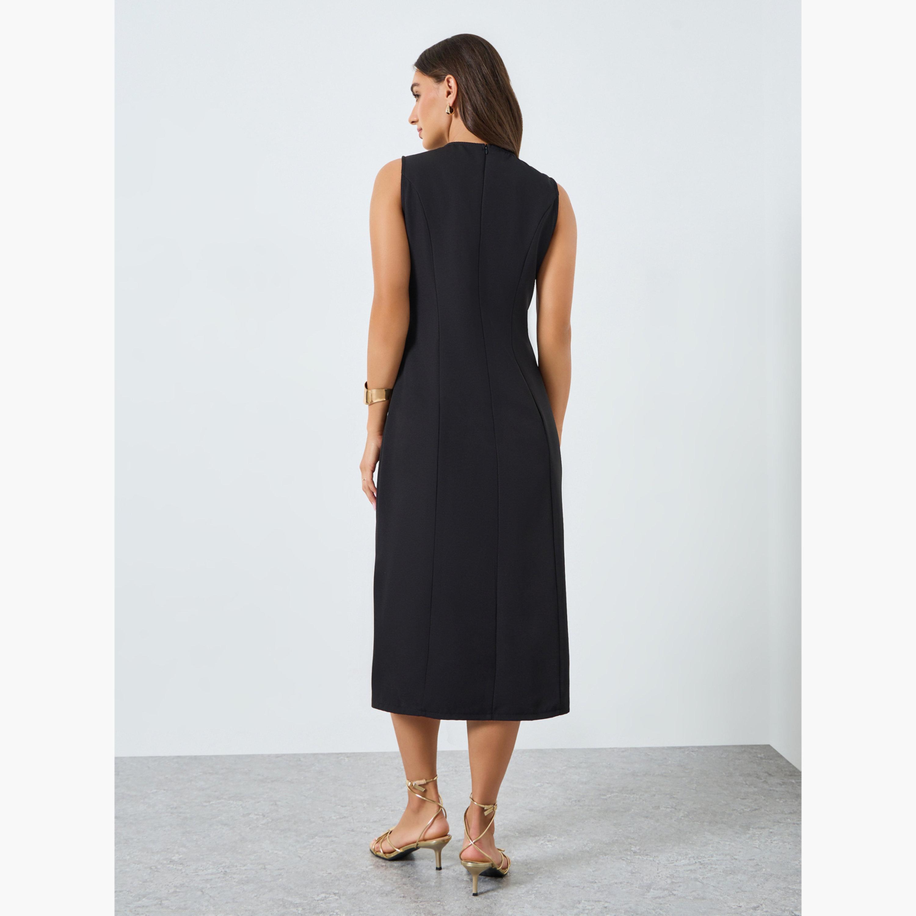 فستان ميدي قصة مستقيمة بلا أكمام-women-clothing-dresses-image-4