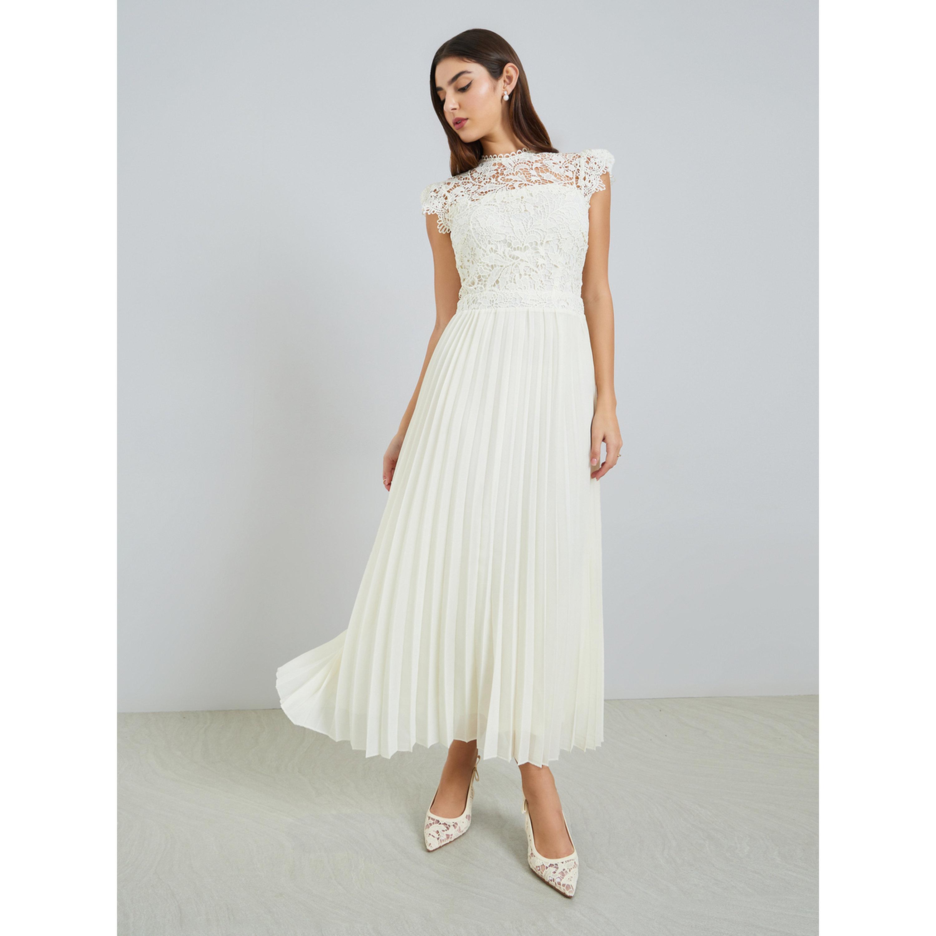 فستان ميدي بلا أكمام بتفاصيل دانتيل وكسرات-women-clothing-dresses-image-1