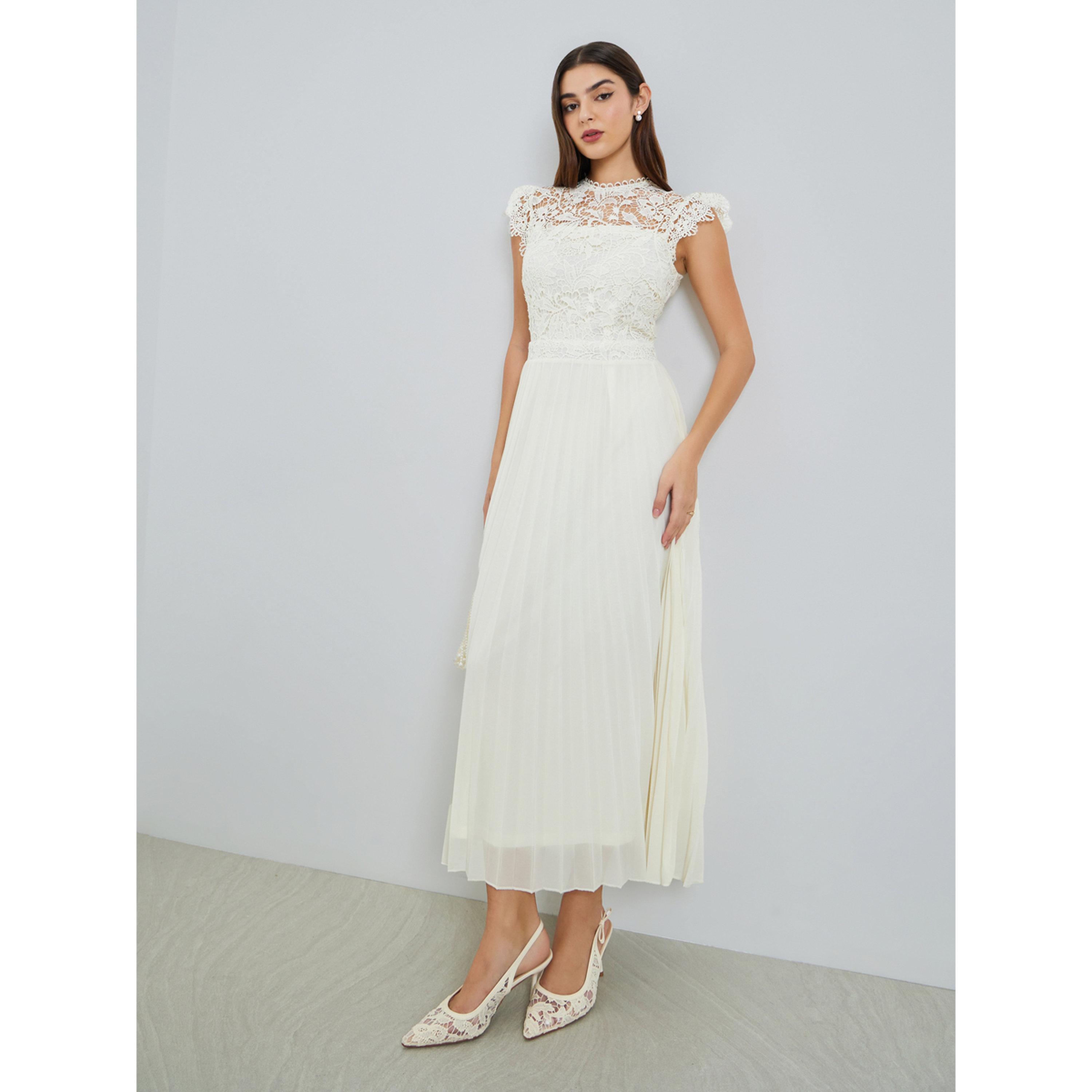 فستان ميدي بلا أكمام بتفاصيل دانتيل وكسرات-women-clothing-dresses-image-3