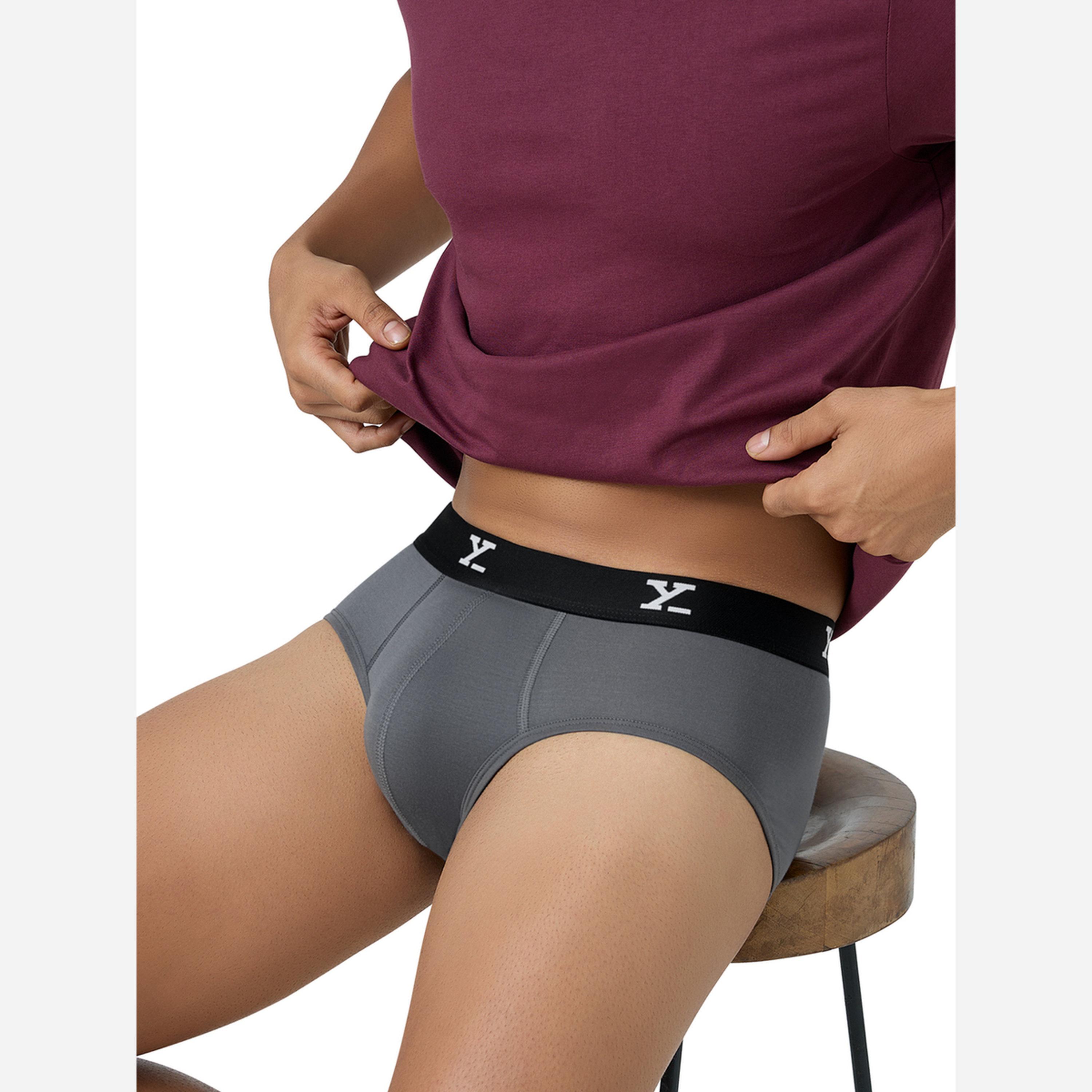 اكس واي اكس اكس - سروال داخلي رجالي قطن تصميم بارالاكس سادة-men-clothing-innerwear-underwear-image-6