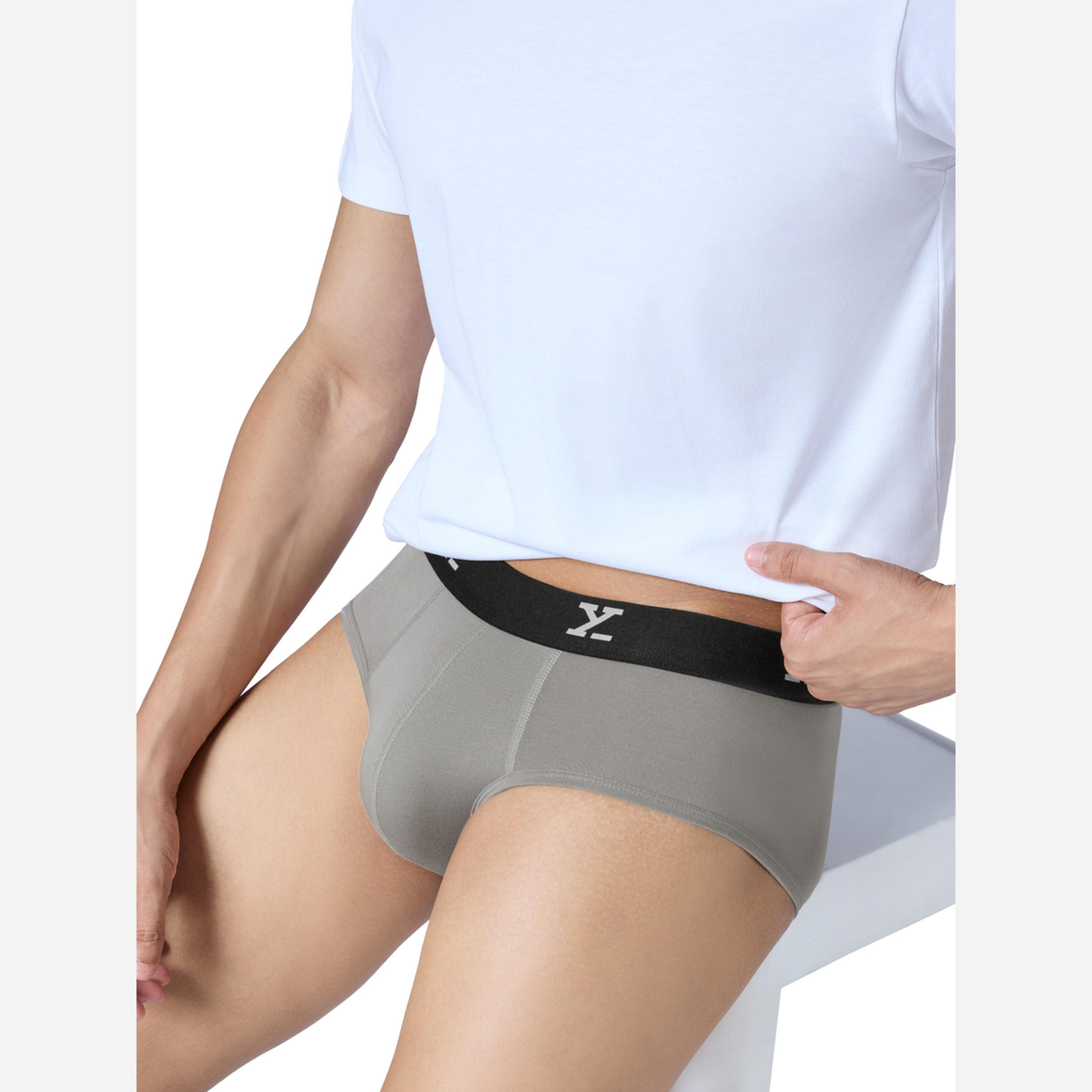 اكس واي اكس اكس - سروال داخلي رجالي قطن تصميم بارالاكس سادة-men-clothing-innerwear-underwear-image-6