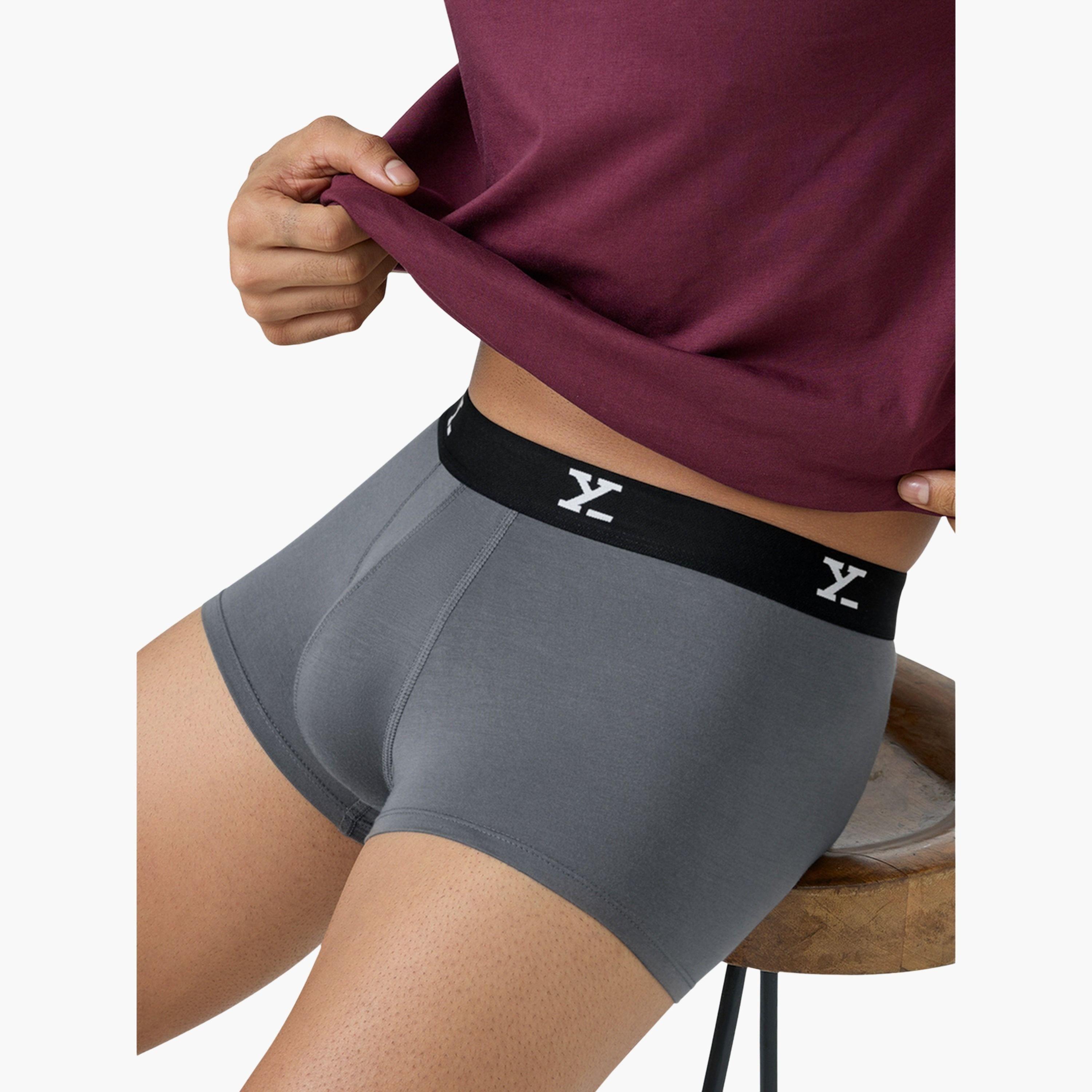 اكس واي اكس اكس - سروال داخلي رجالي قطن تصميم بارالاكس سادة-men-clothing-innerwear-underwear-image-1