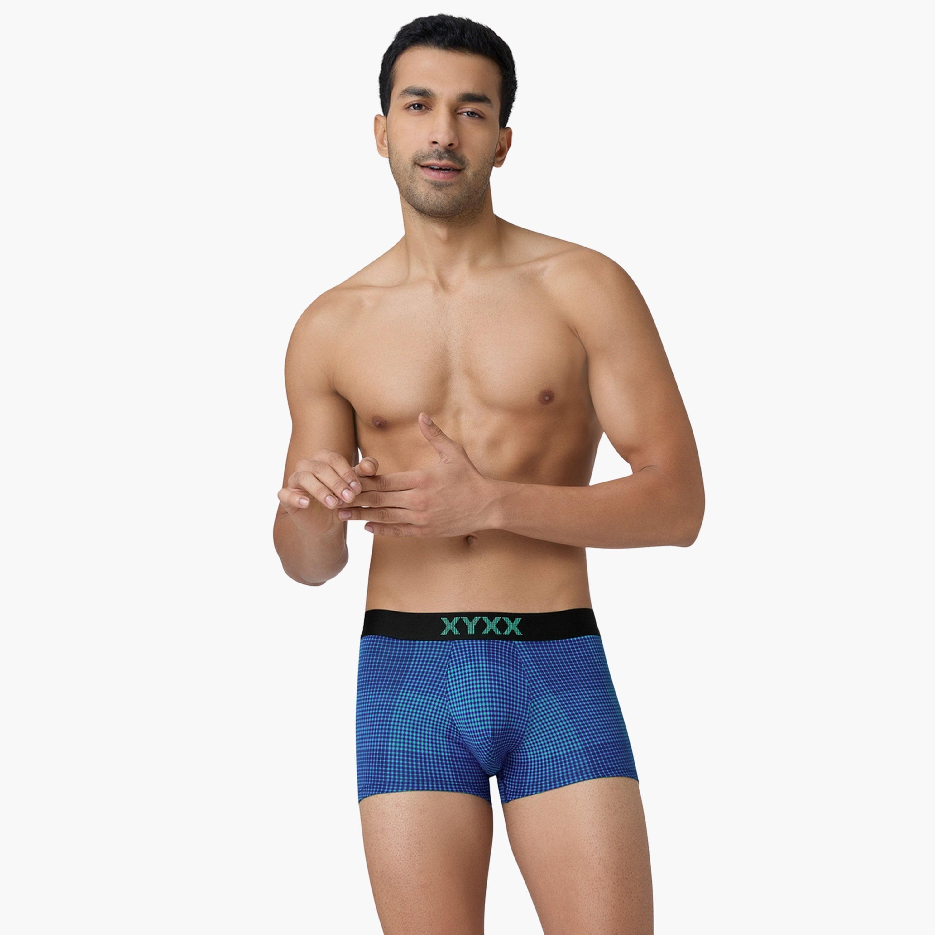 اكس واي اكس اكس - شورت رجالي طبعة مربعات قطن فائق النعومة-men-clothing-innerwear-underwear-image-2