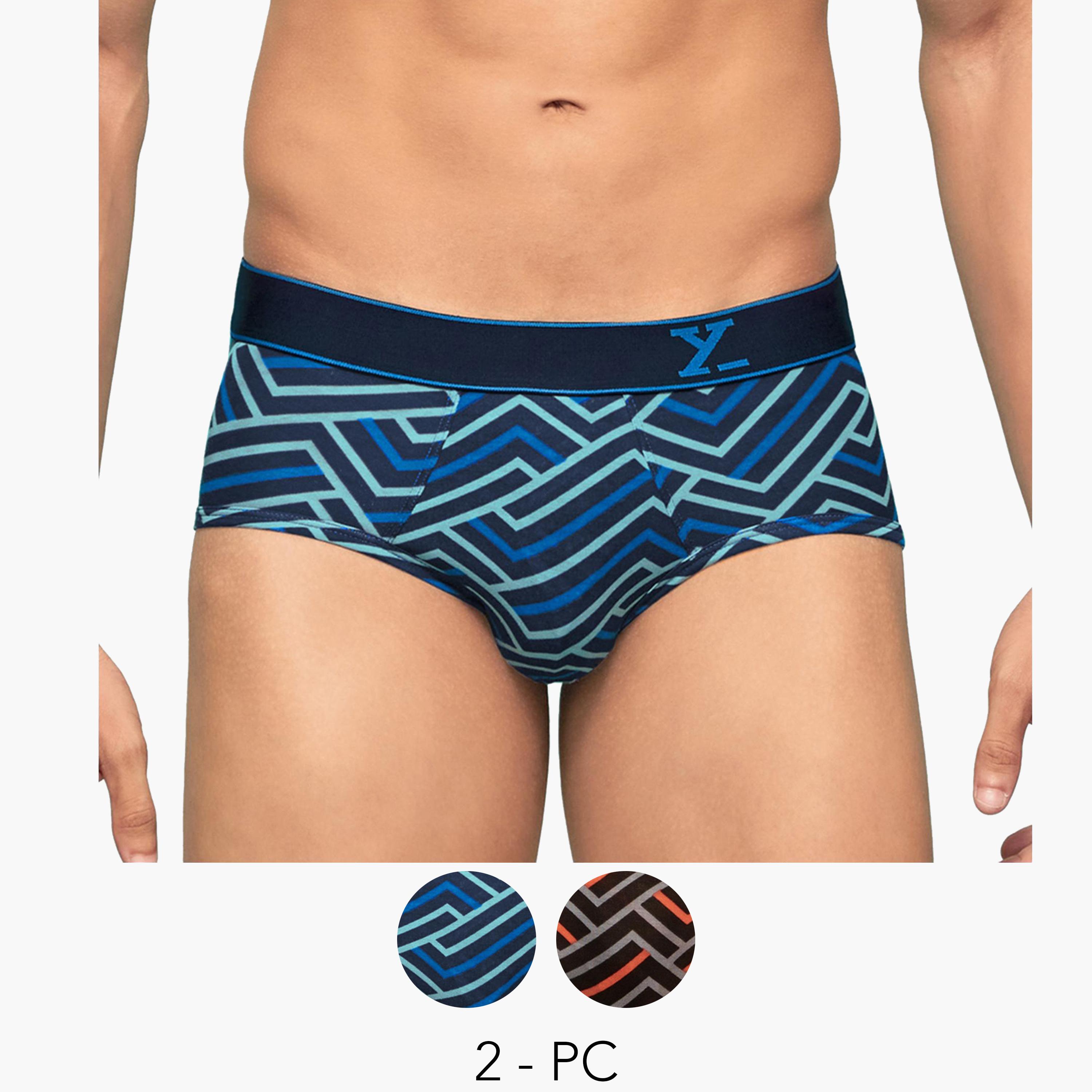 اكس واي اكس اكس - عبوة قطعتين - سروال داخلي رجالي قطن مخططة بنمط بارالاكس-men-clothing-innerwear-underwear-image-1