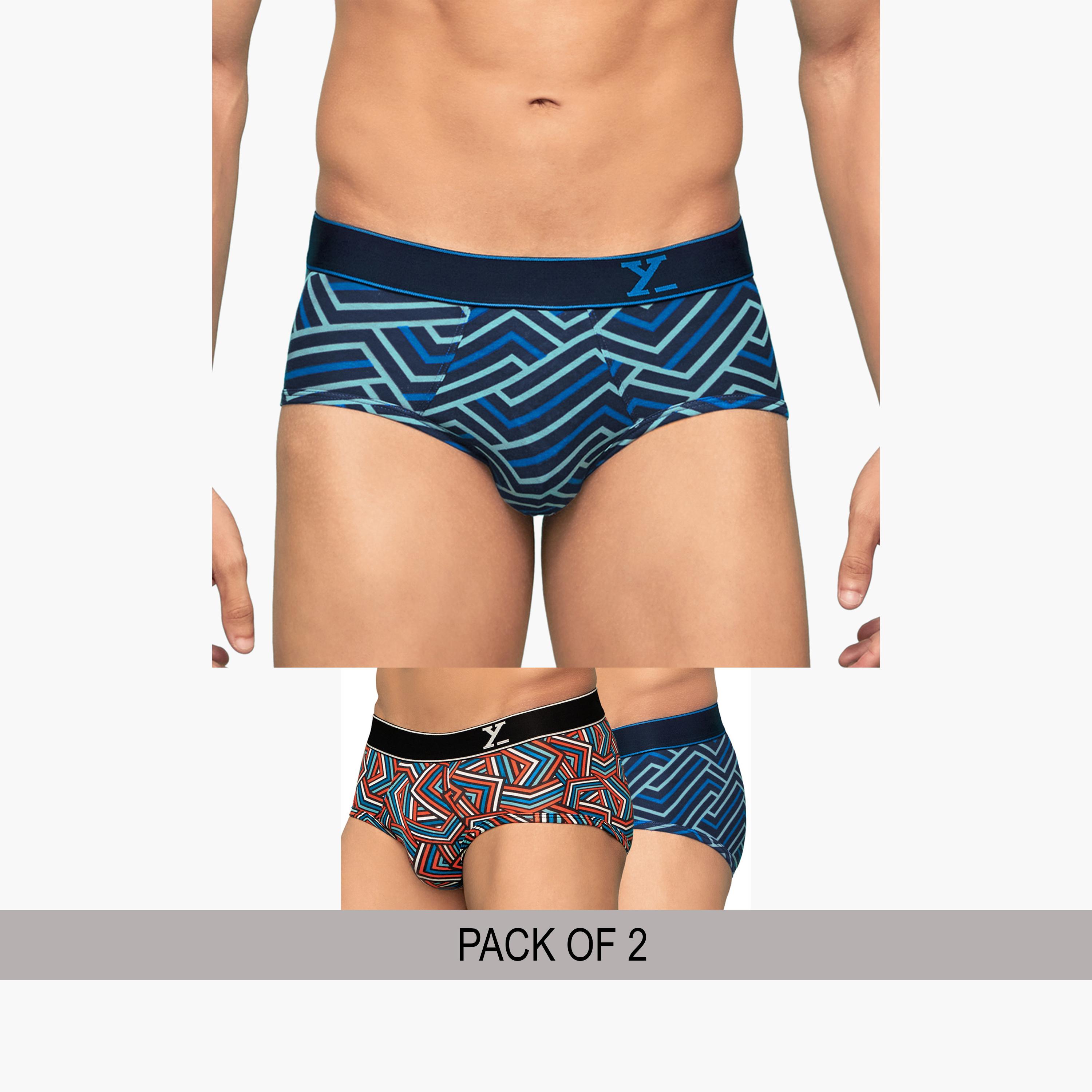 اكس واي اكس اكس - عبوة قطعتين - سروال داخلي رجالي قطن مخططة بنمط بارالاكس-men-clothing-innerwear-underwear-image-2