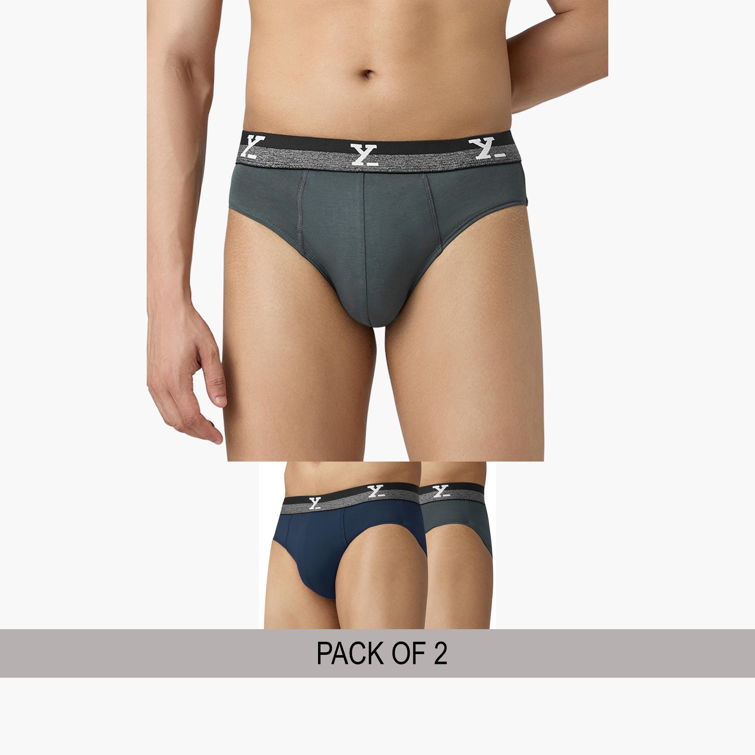 اكس واي اكس اكس - عبوة قطعتين - سروال داخلي رجالي قطن سادة من إنتلي فريش-men-clothing-innerwear-underwear-image-2