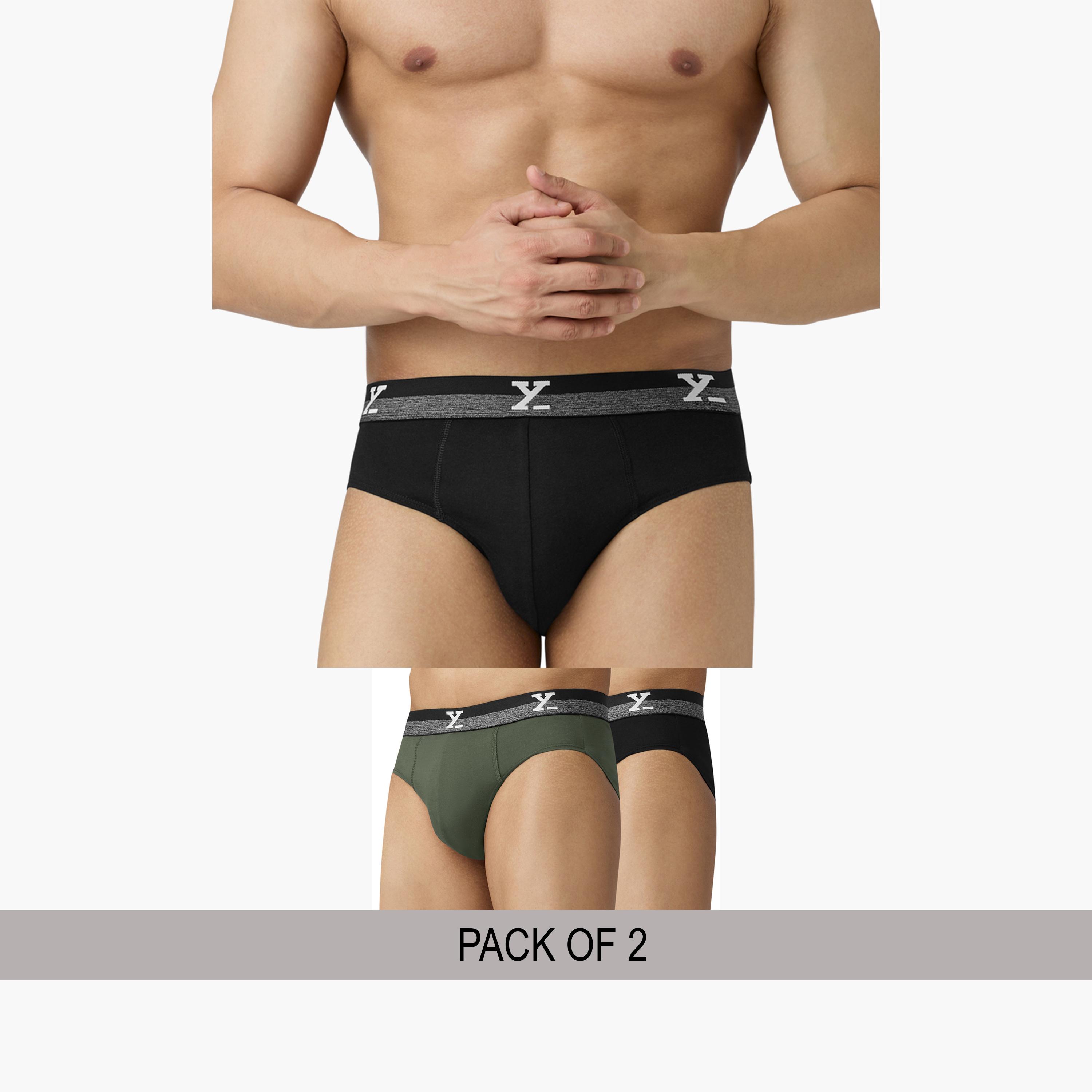 اكس واي اكس اكس - عبوة قطعتين - سروال داخلي رجالي قطن سادة من إنتلي فريش-men-clothing-innerwear-underwear-image-1