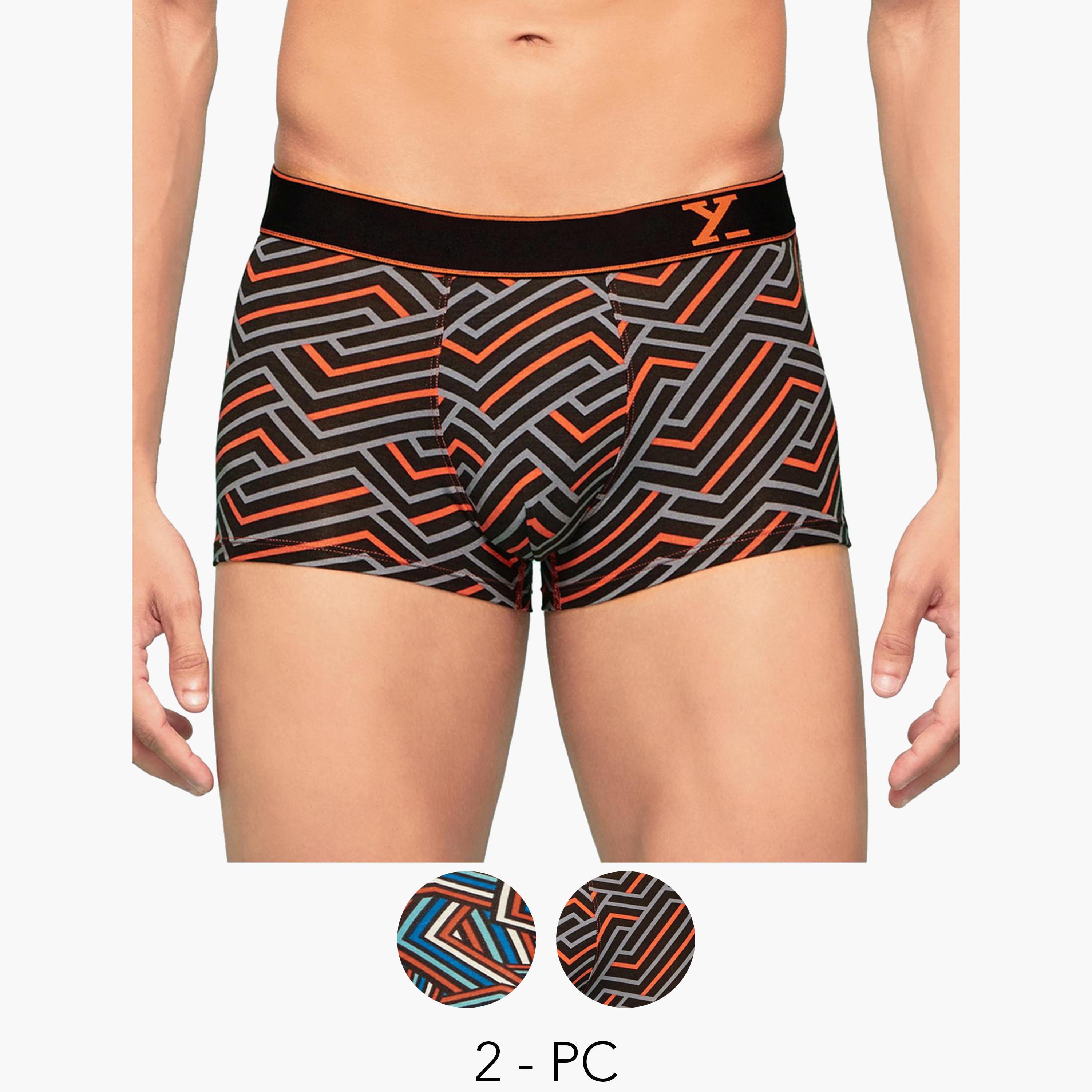 اكس واي اكس اكس - عبوة قطعتين - سروال داخلي رجالي قطن يسمح بمرور الهواء بطبعة-men-clothing-innerwear-underwear-image-1