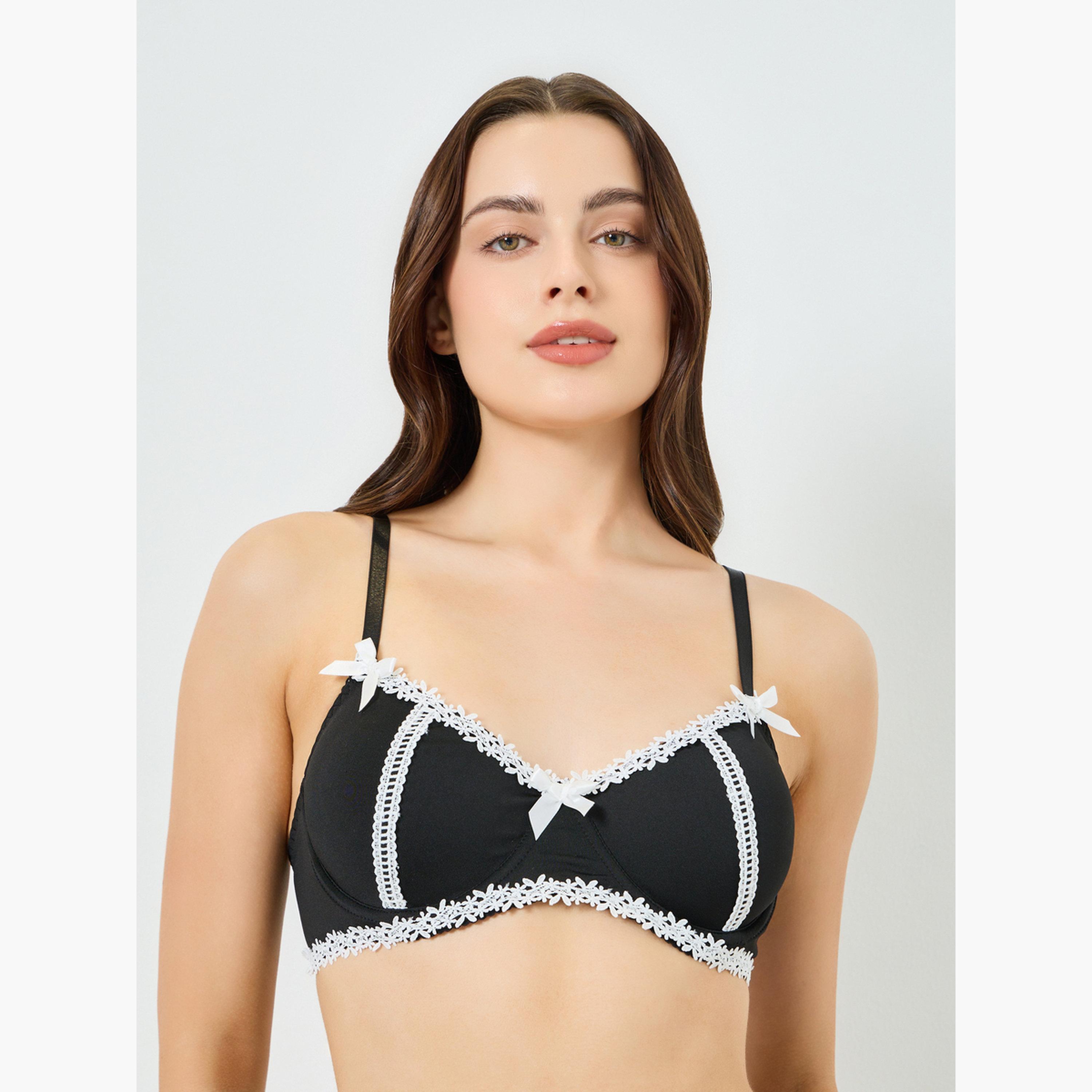 عبوة من قطعتين طقم حمالة صدر بدون سلك وتفاصيل فيونكة وتنورة-women-clothing-lingerie-lingeriesets-image-3