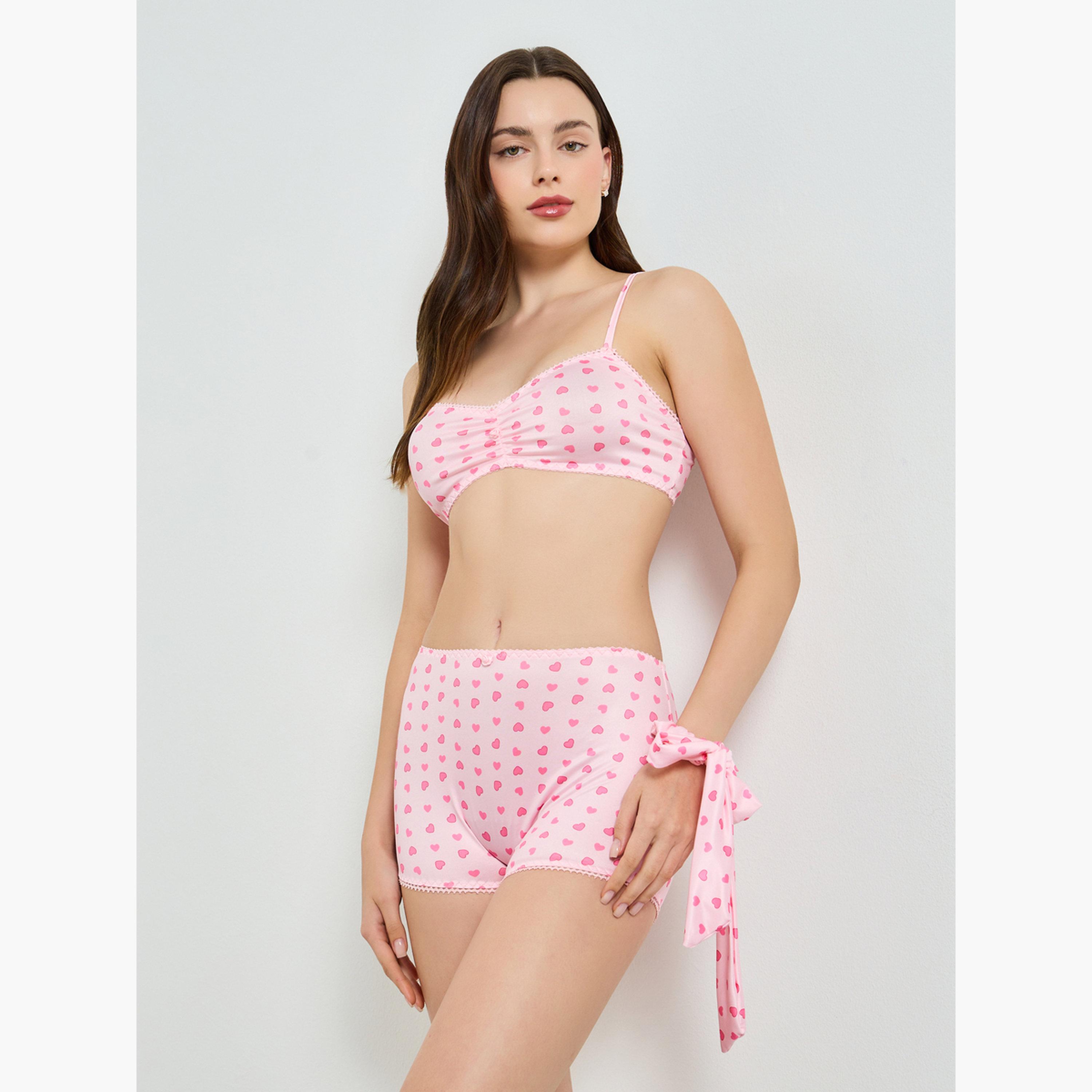 مجموعة من 4 - صدرية غير مبطنة وبوي شورت مع سكرانشي-women-clothing-lingerie-lingeriesets-image-2