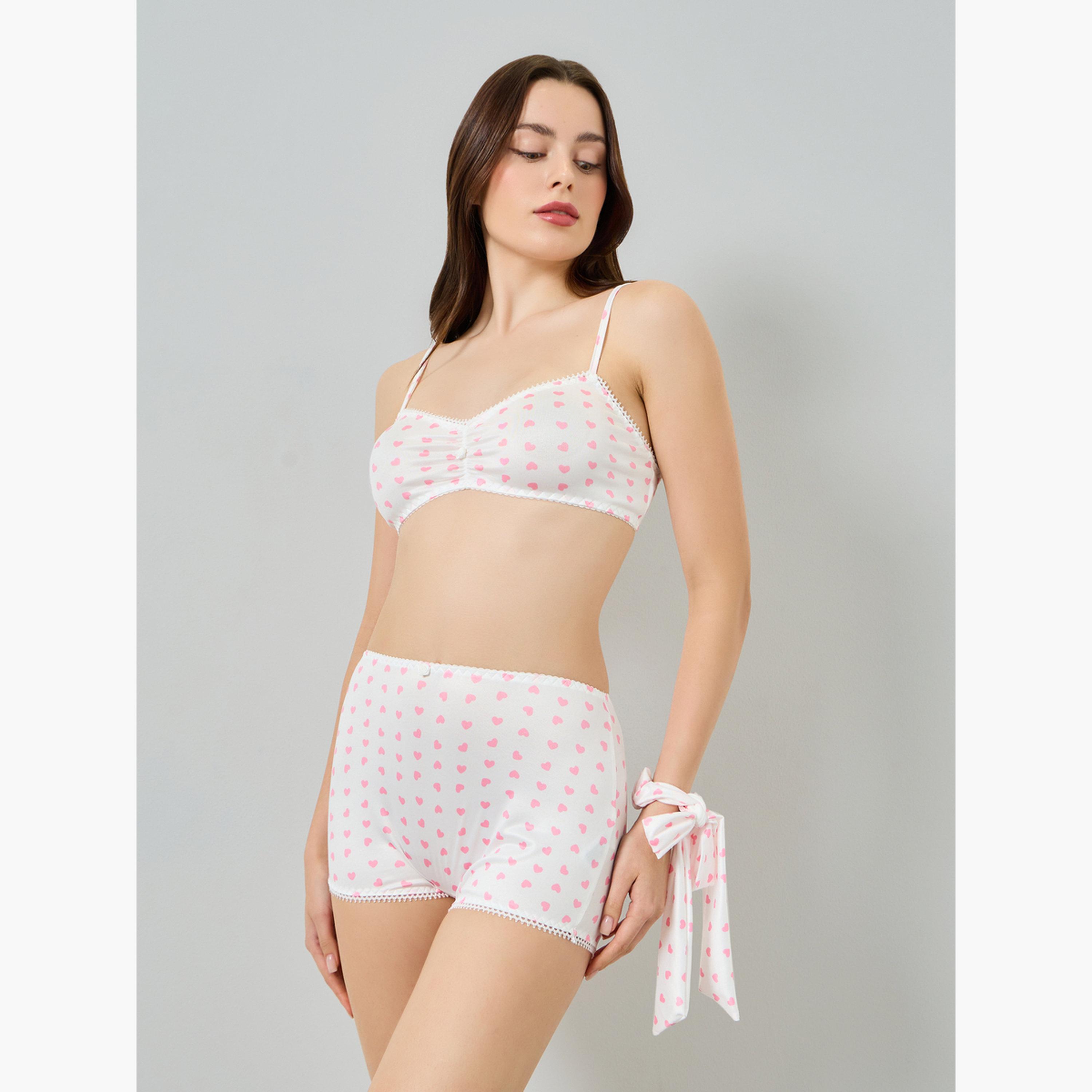 مجموعة من 4 - صدرية غير مبطنة وبوي شورت مع سكرانشي-women-clothing-lingerie-lingeriesets-image-3