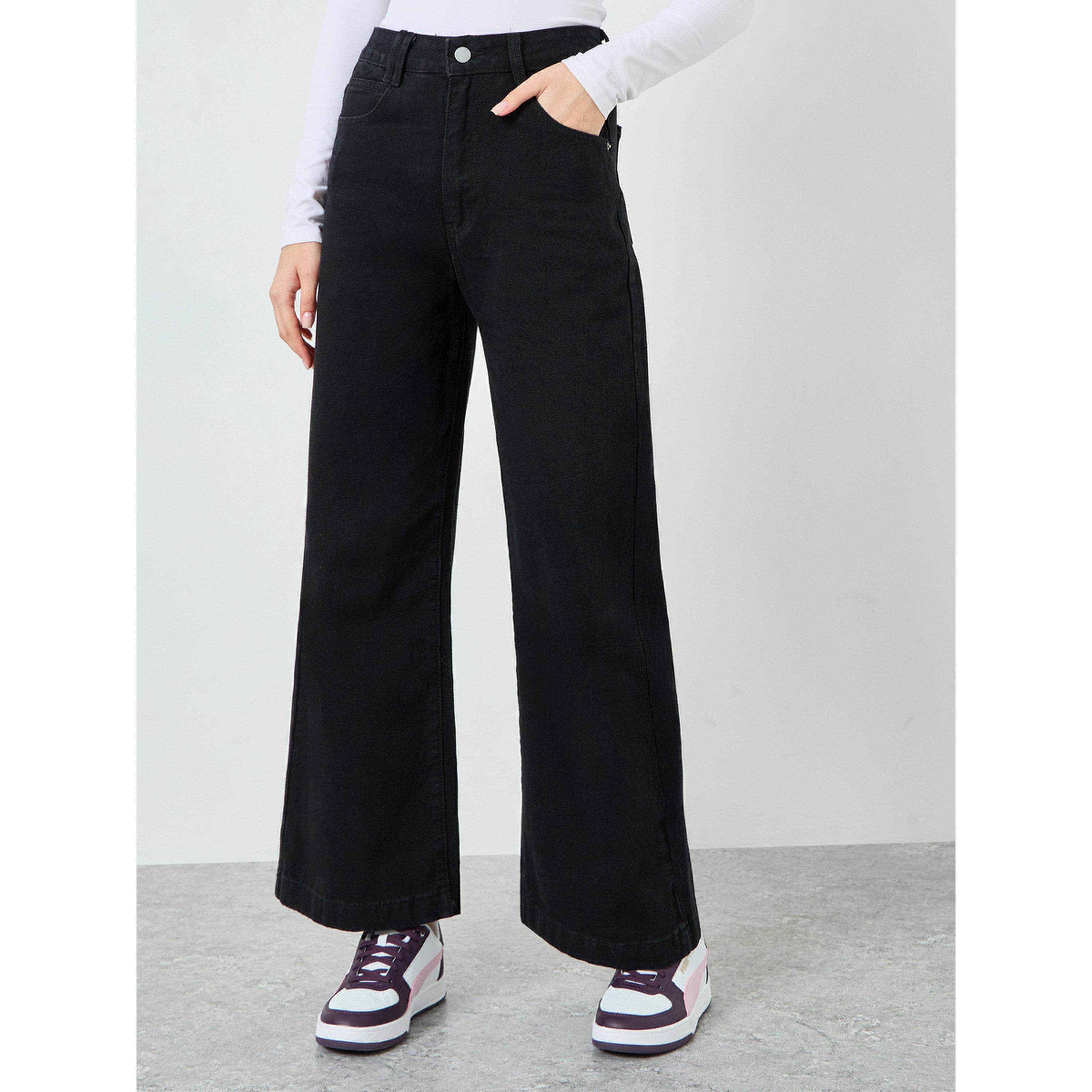 Styli Women Black Wide Leg Jeans-women-clothing-bottoms-jeans-image-1