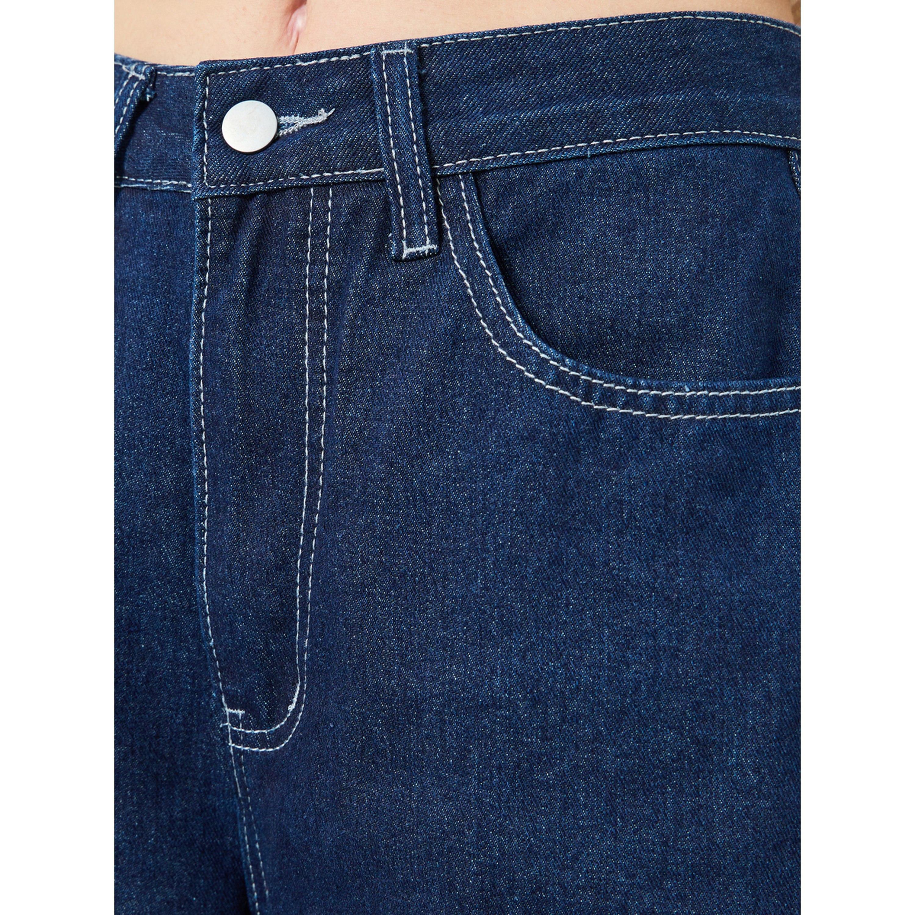 Styli Women Dark Blue Wash Wide Leg Jeans-women-clothing-bottoms-jeans-image-3