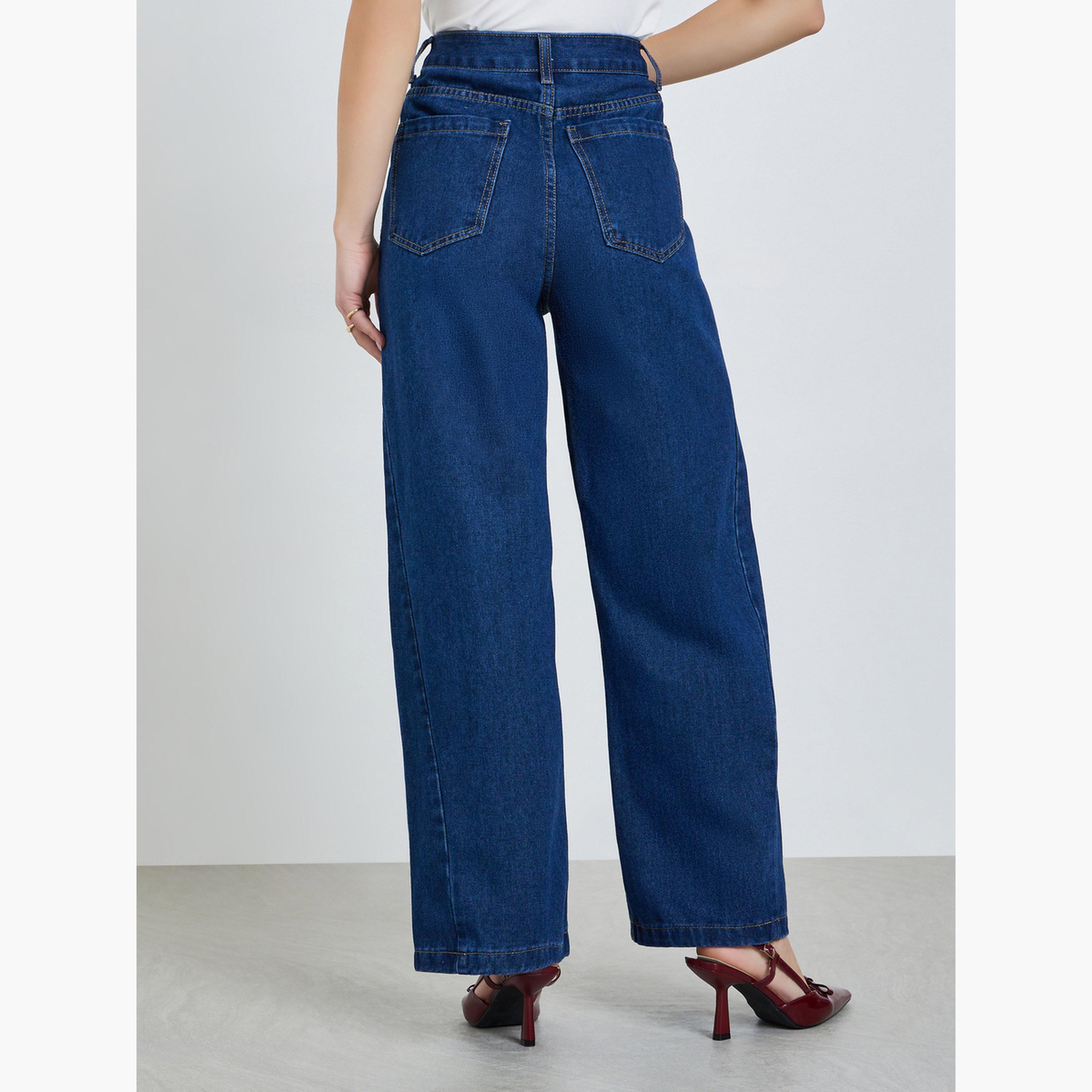 Styli Women Wide Leg Cut and Sew Panel Jeans-women-clothing-bottoms-jeans-image-3