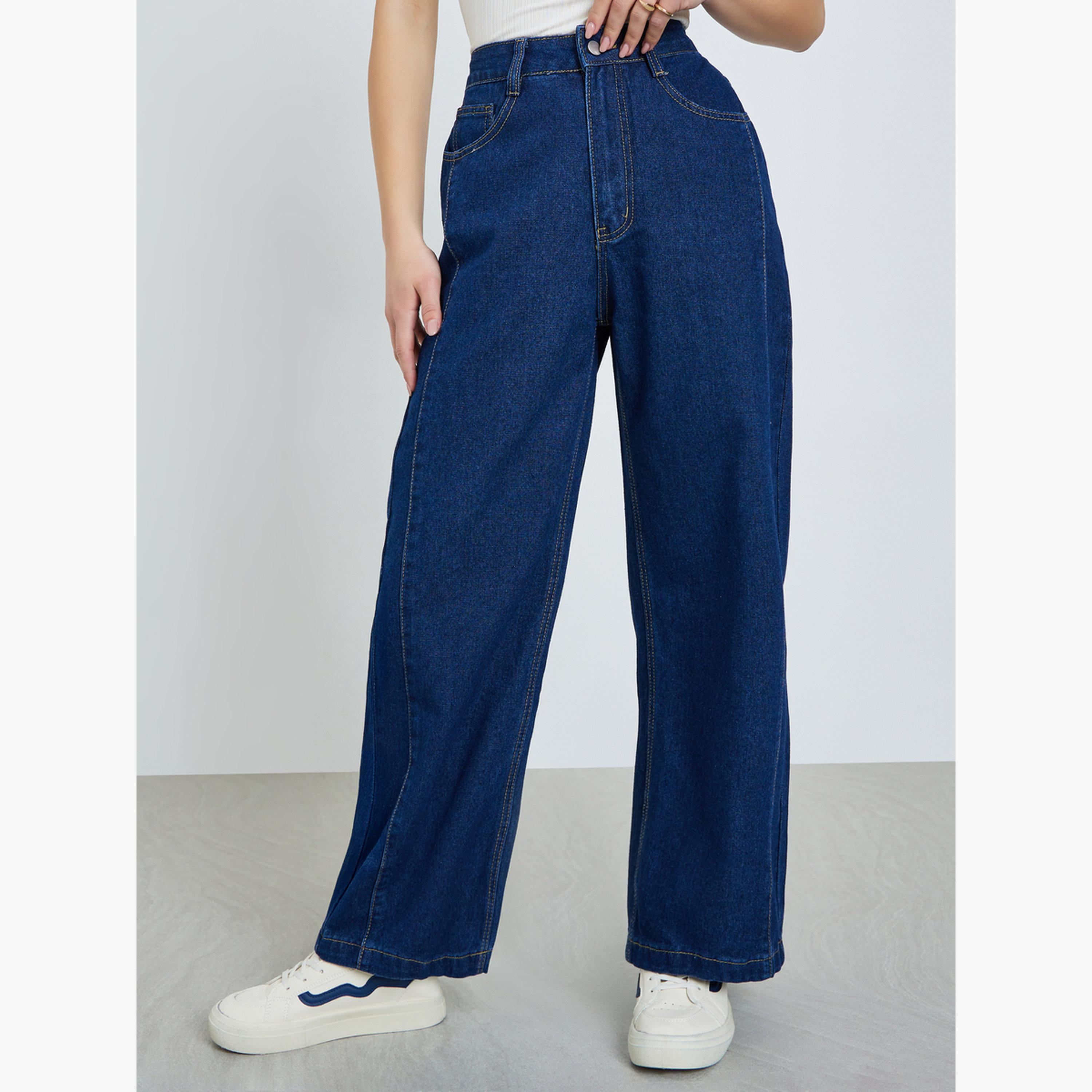 Styli Women Wide Leg Panelled Jeans-women-clothing-bottoms-jeans-image-1