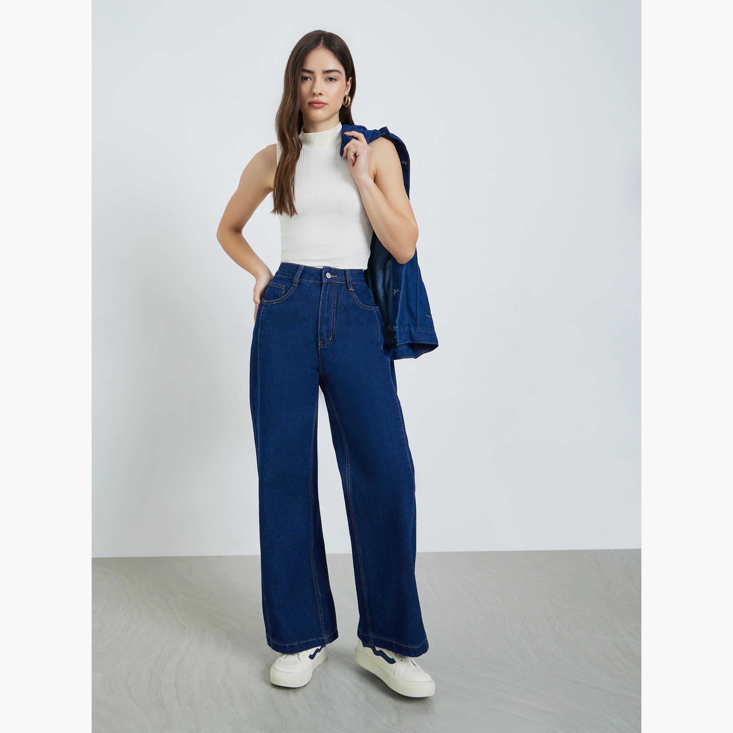 Styli Women Wide Leg Panelled Jeans-women-clothing-bottoms-jeans-image-2