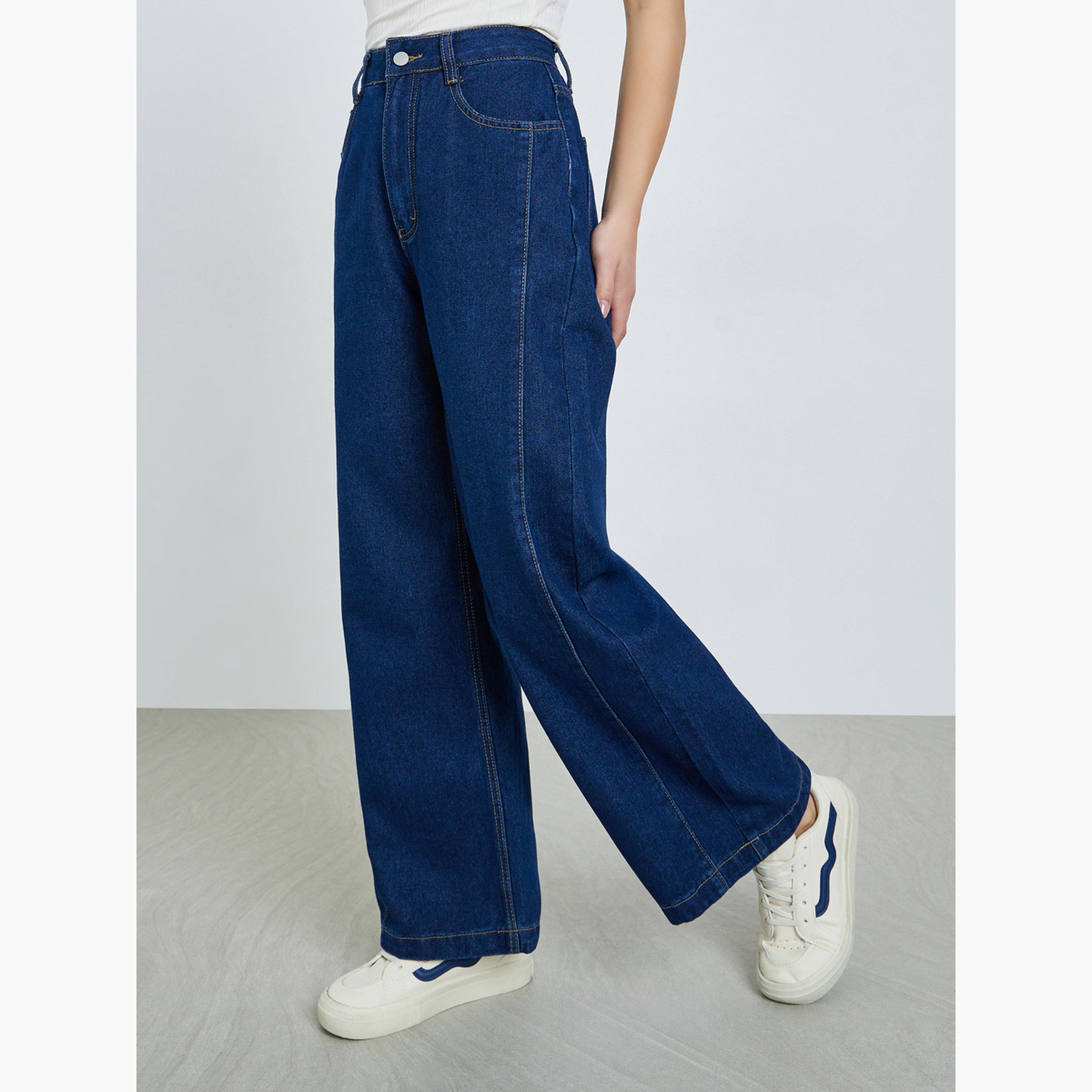 جينز بأرجل واسعة وتفاصيل ألواح-women-clothing-bottoms-jeans-image-3