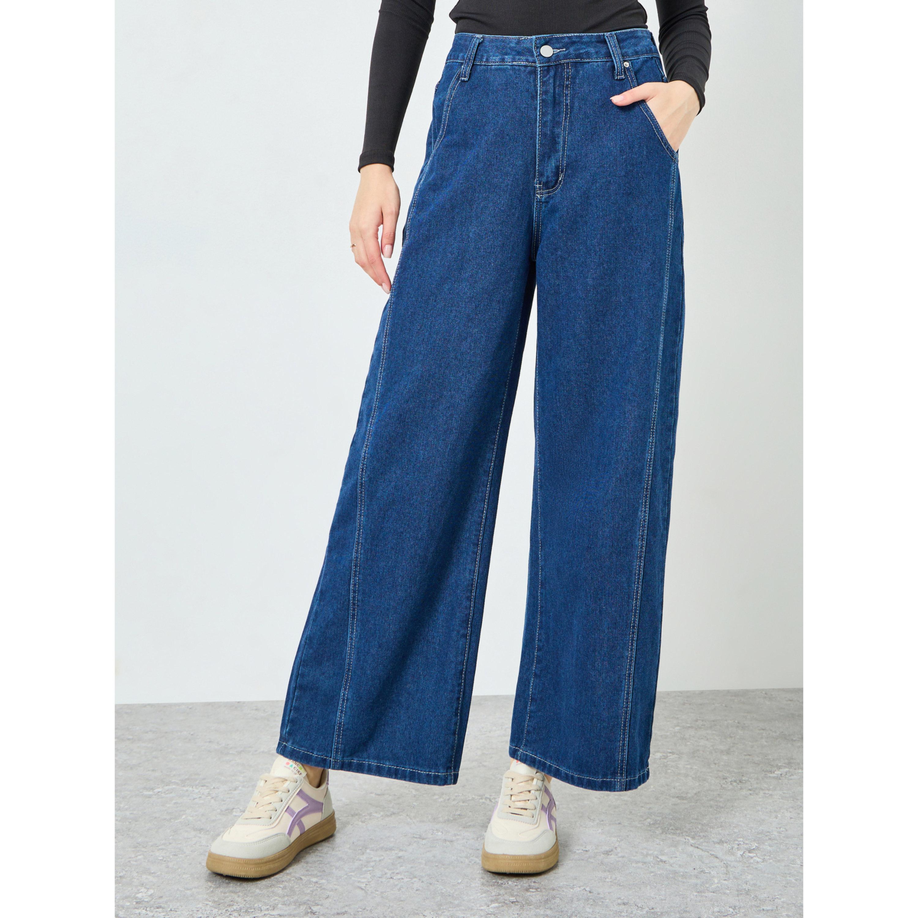 Styli Women Blue Relaxed Fit Wide Leg Jeans-women-clothing-bottoms-jeans-image-1