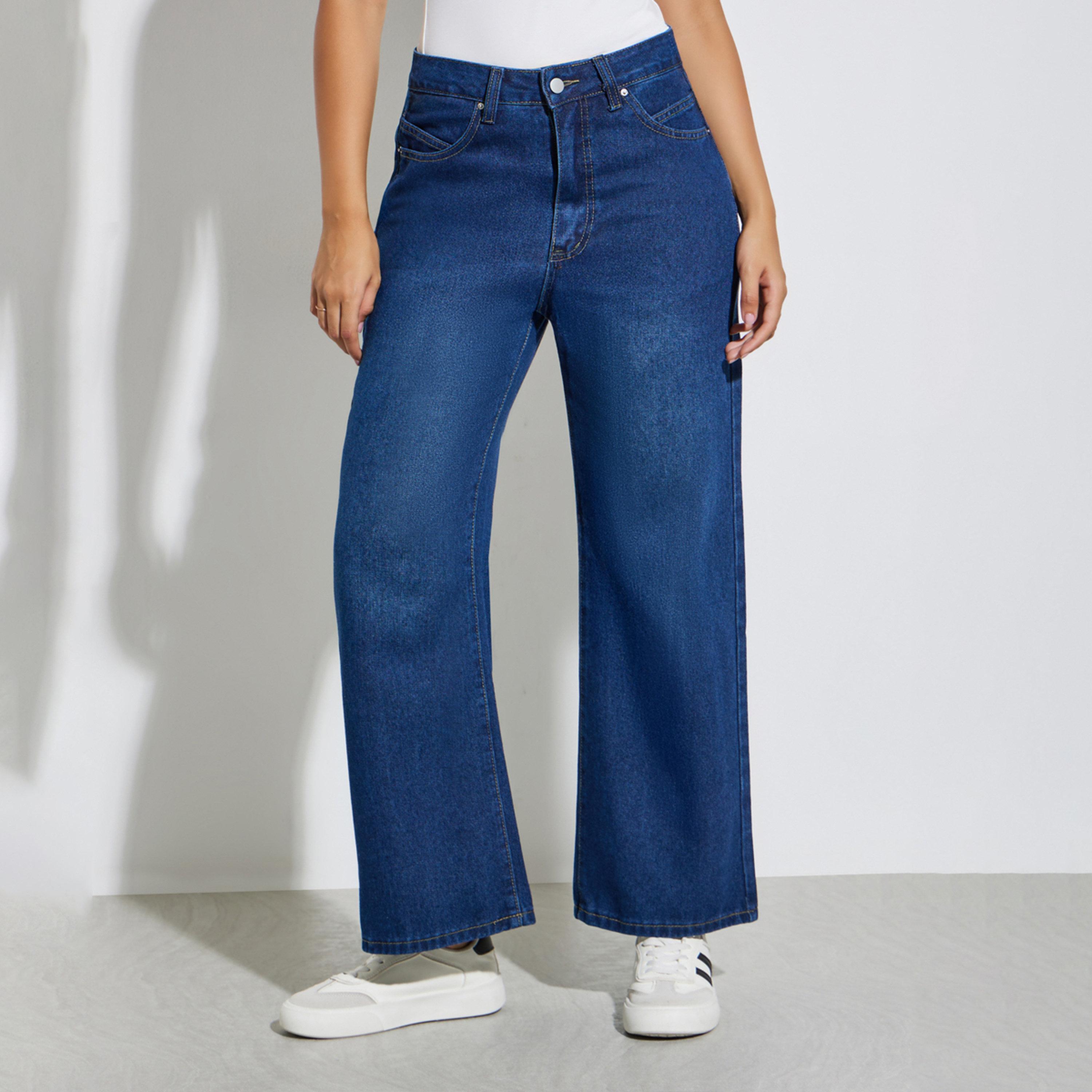 Styli Women Blue High Rise Wide Leg Jeans-women-clothing-bottoms-jeans-image-1