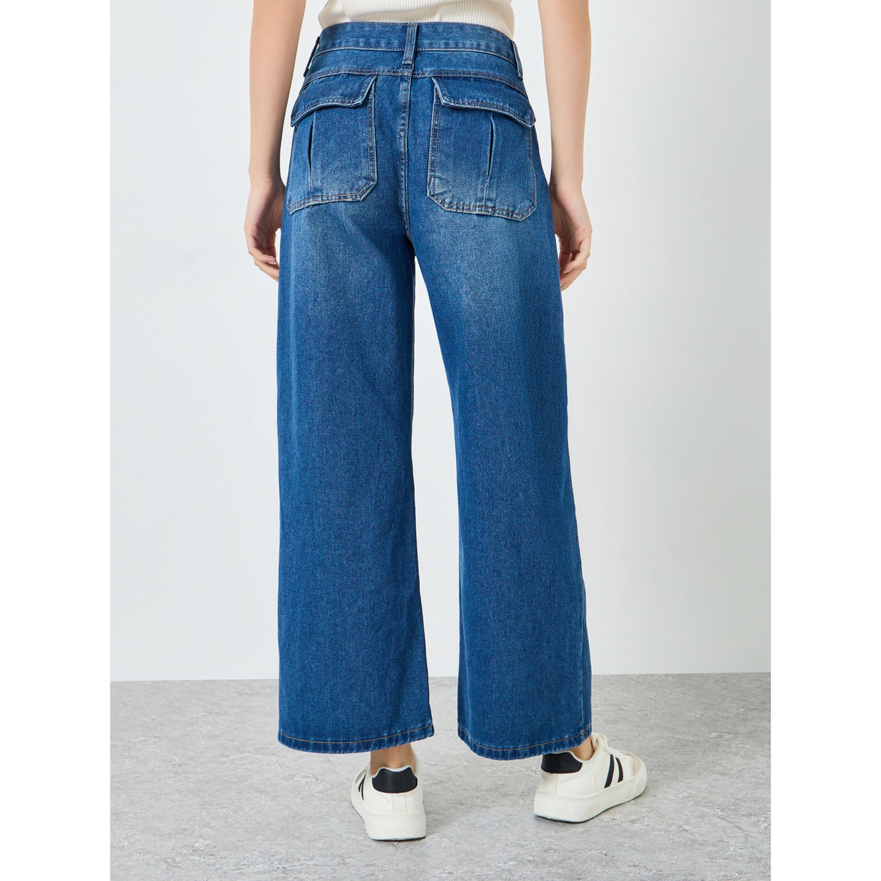بنطال جينز بخصر مرتفع وقصة مريحة أزرق-women-clothing-bottoms-jeans-image-4