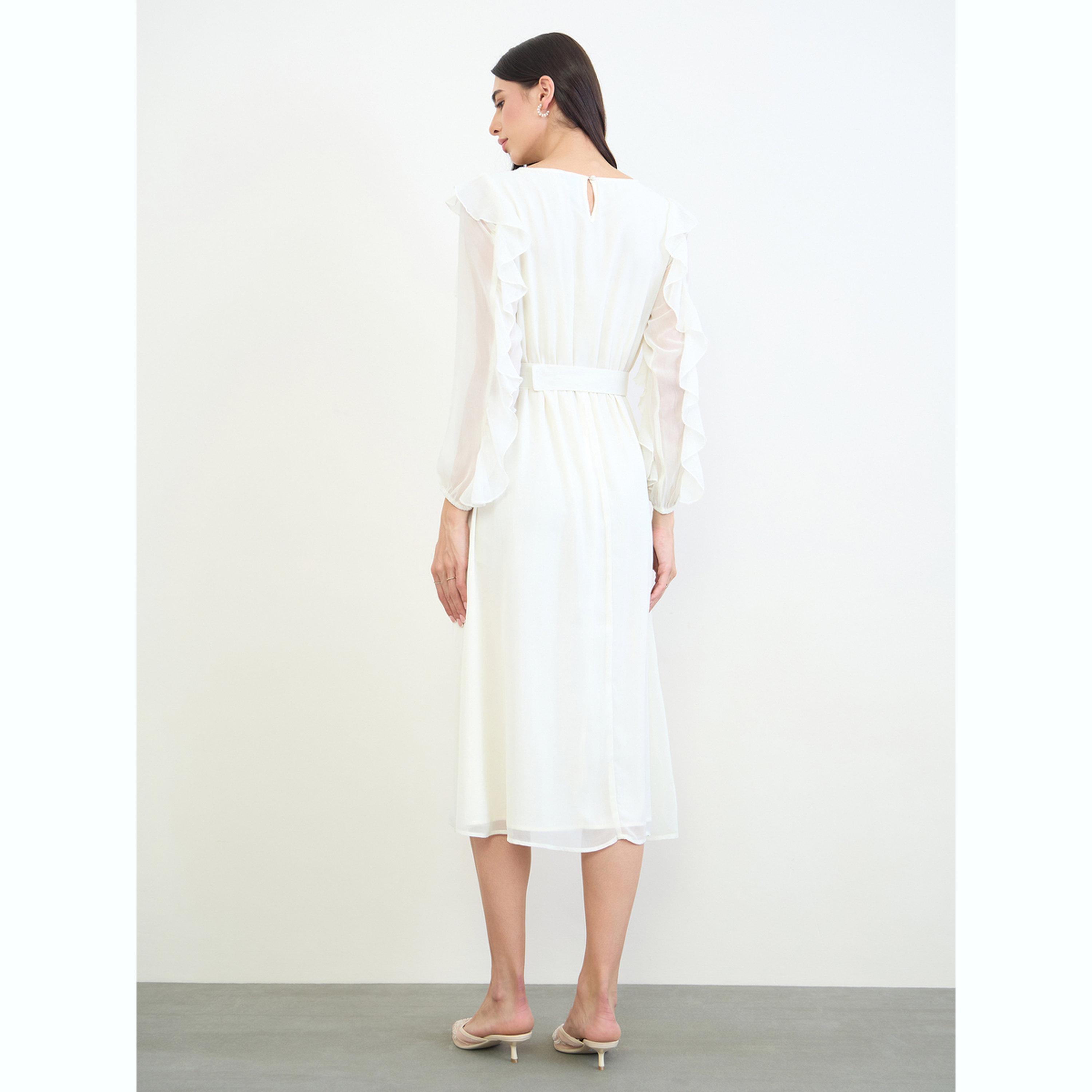 فستان ميدي بحافة واسعة وأكمام مكشكشة-women-clothing-dresses-image-4