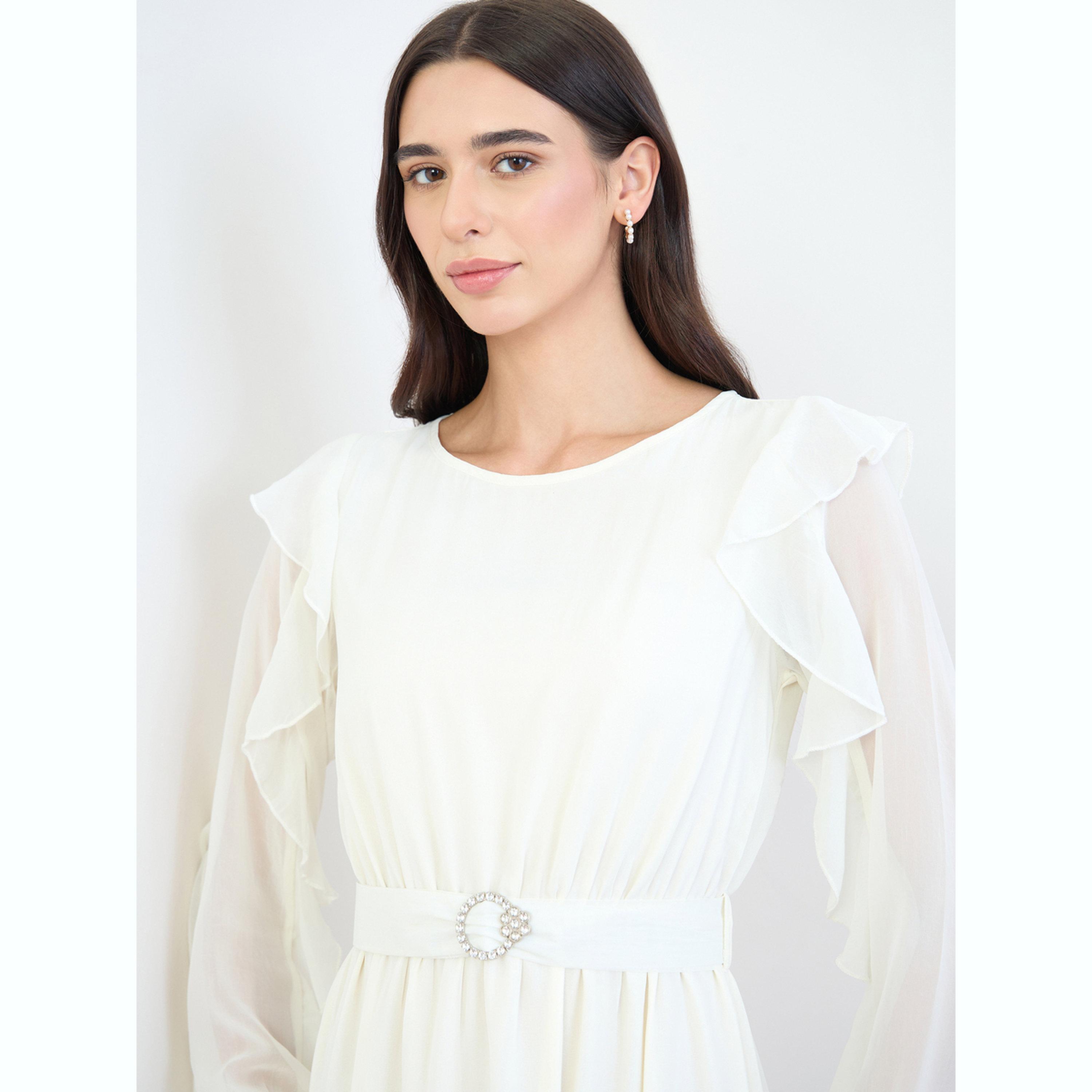 فستان ميدي بحافة واسعة وأكمام مكشكشة-women-clothing-dresses-image-5