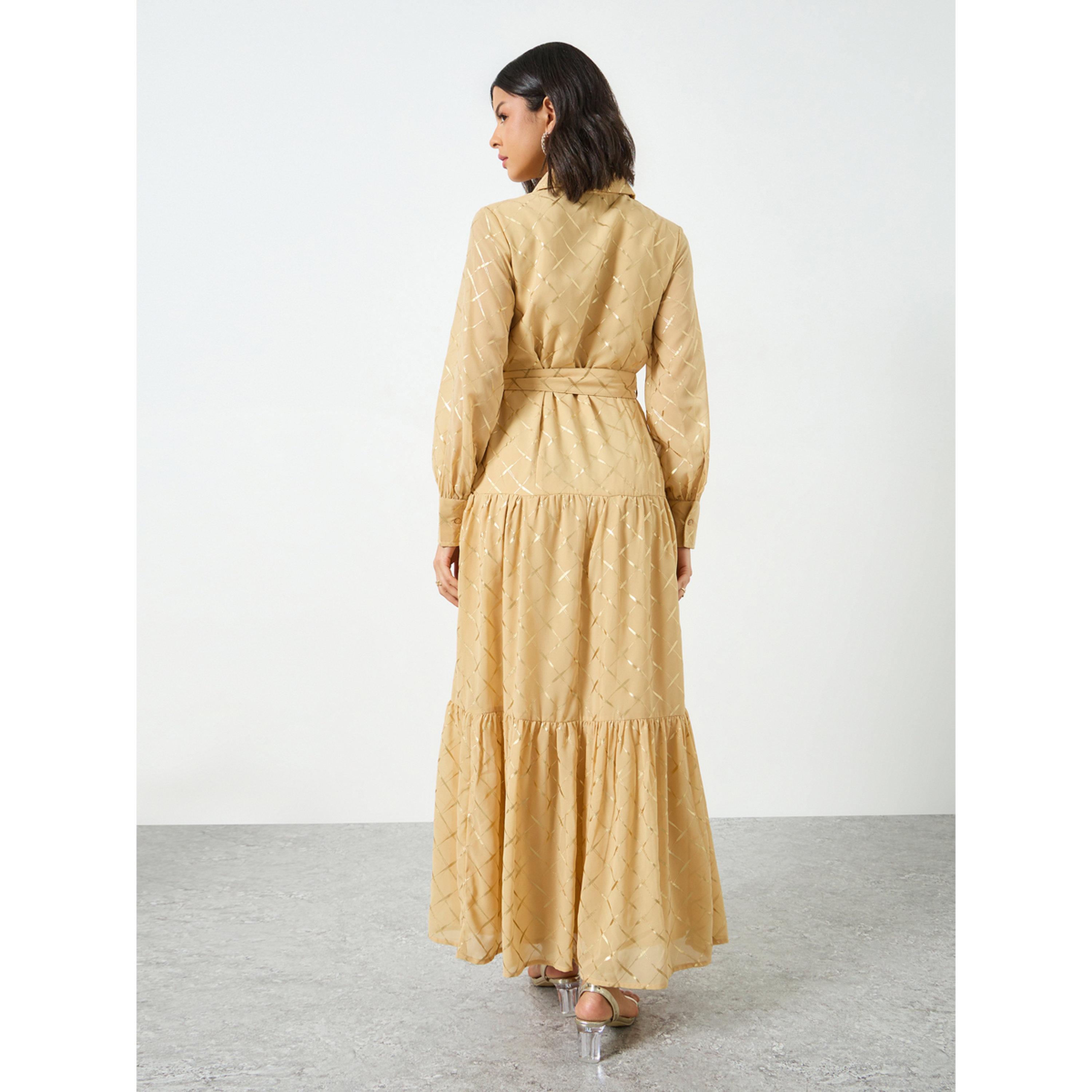 فستان طويل بطبعة فويل وحزام-women-clothing-dresses-image-4