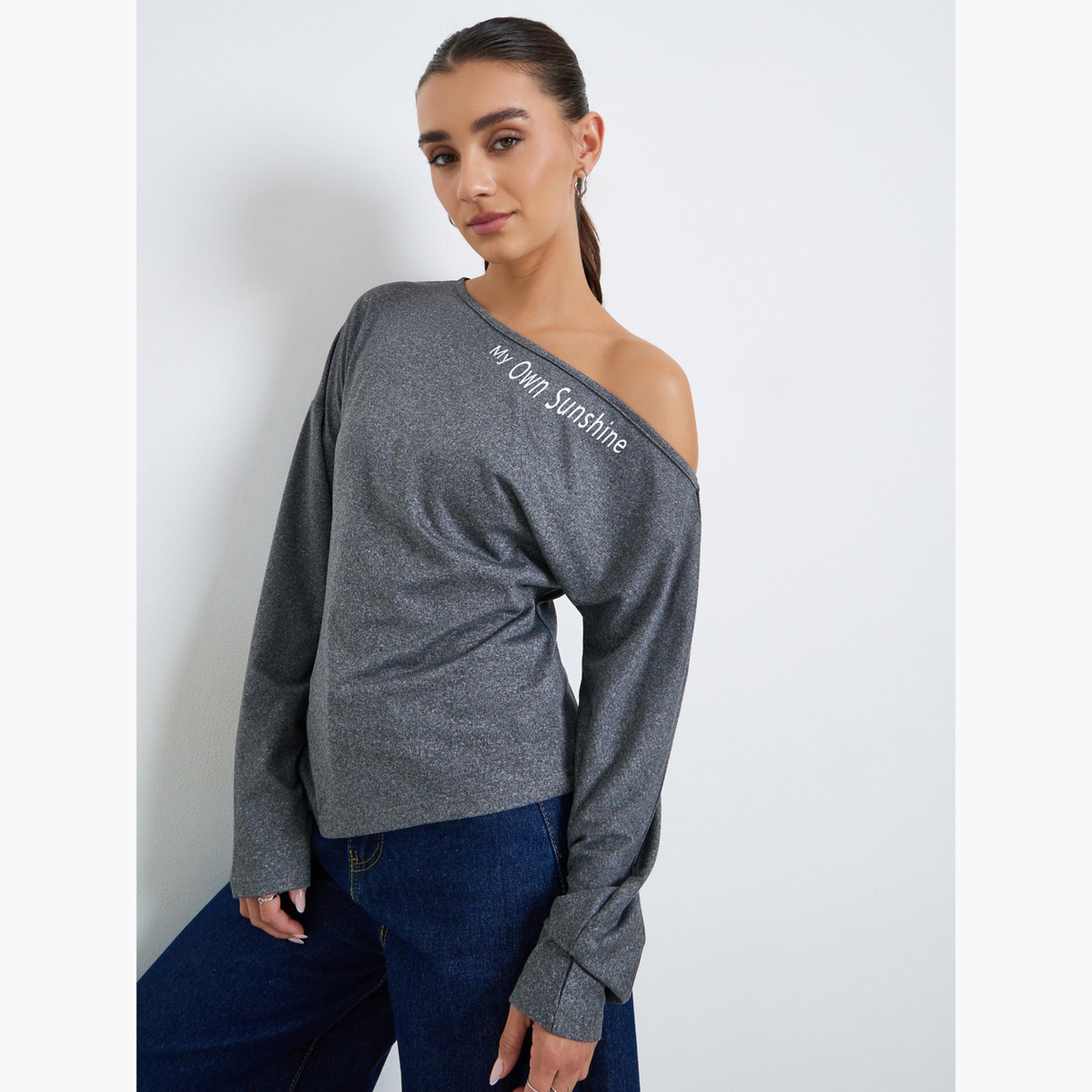 Styli Women Asymmetric Neck Printed T-Shirt-women-clothing-tshirts-image-1