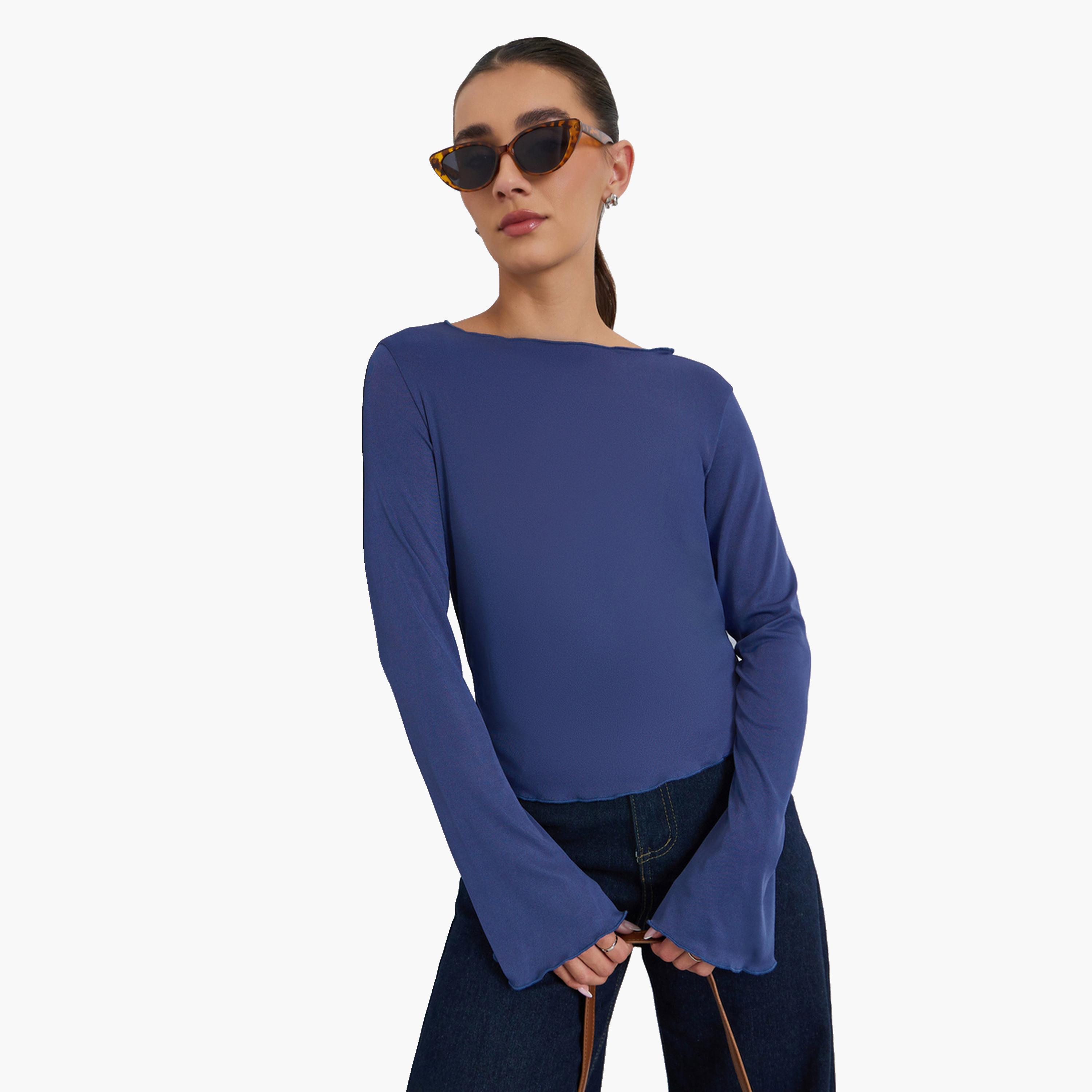 Styli Women Plain Boat Neck T-Shirt-women-clothing-tshirts-image-1