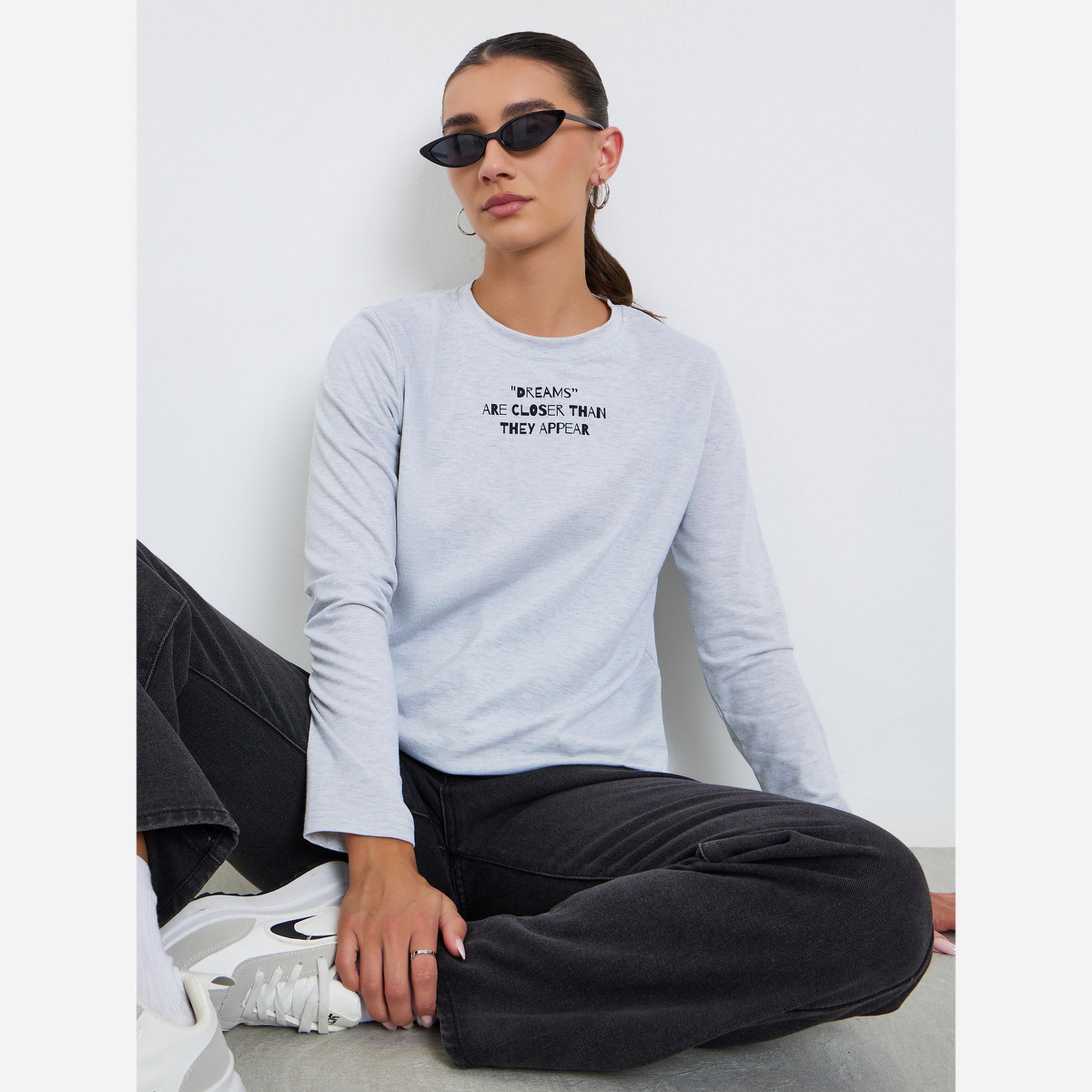 Styli Women Slogan Print Regular Fit T-Shirt-women-clothing-tshirts-image-2