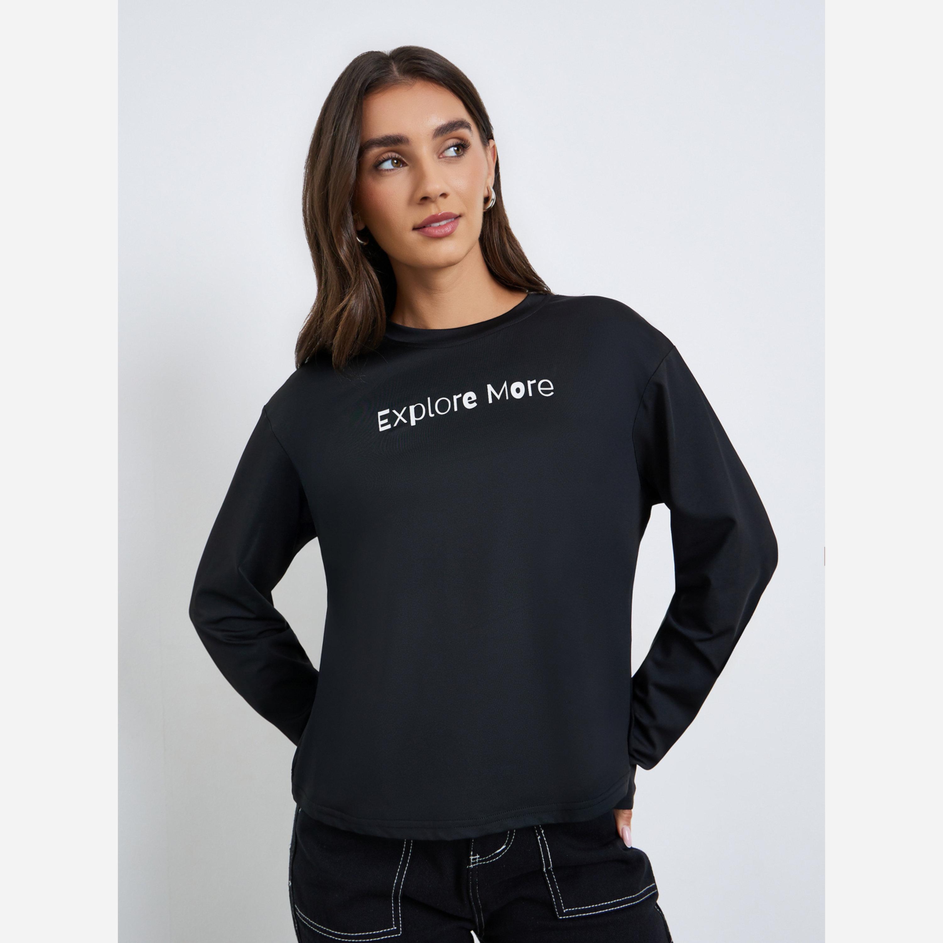 Styli Women Slogan Print Regular Fit T-Shirt-women-clothing-tshirts-image-1