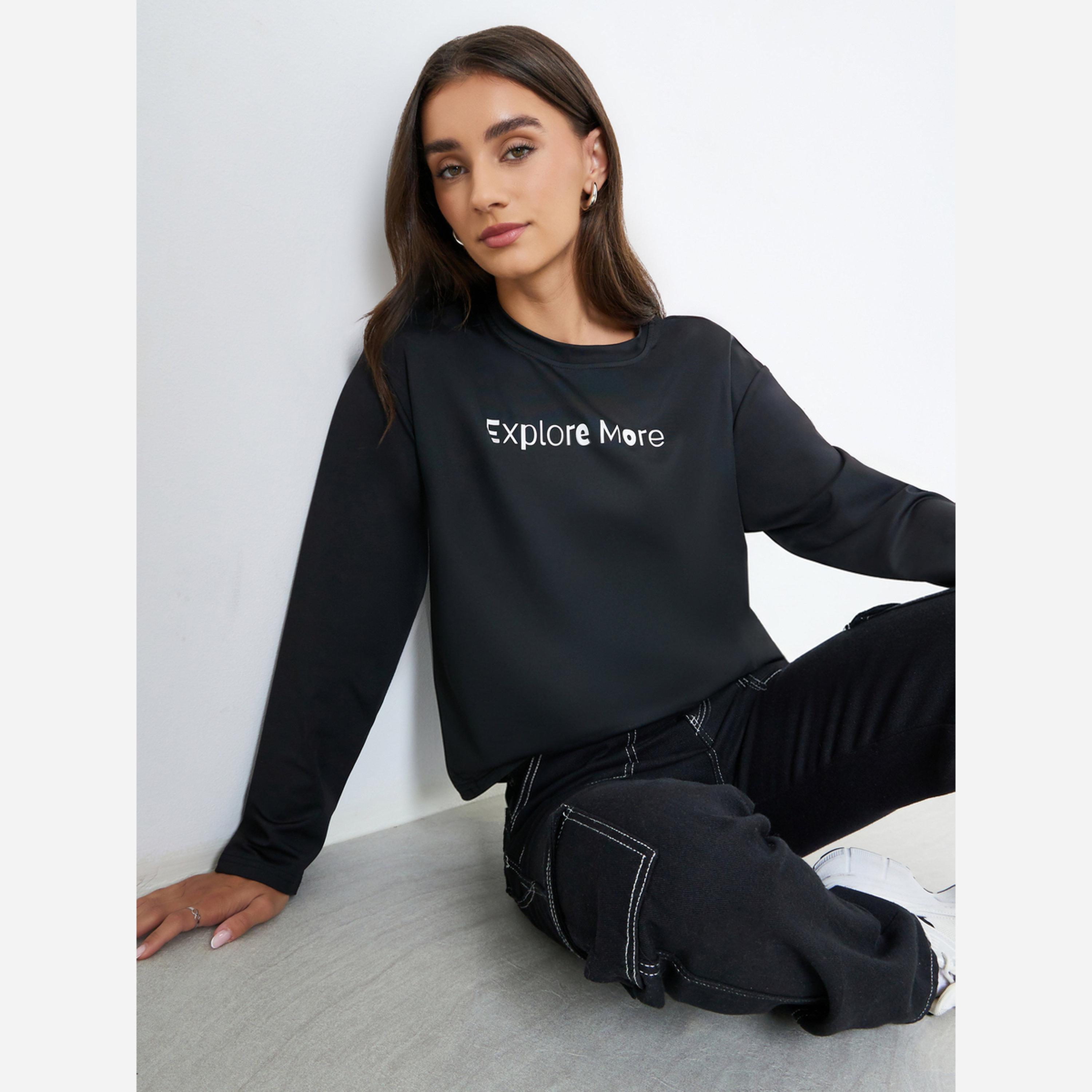Styli Women Slogan Print Regular Fit T-Shirt-women-clothing-tshirts-image-4