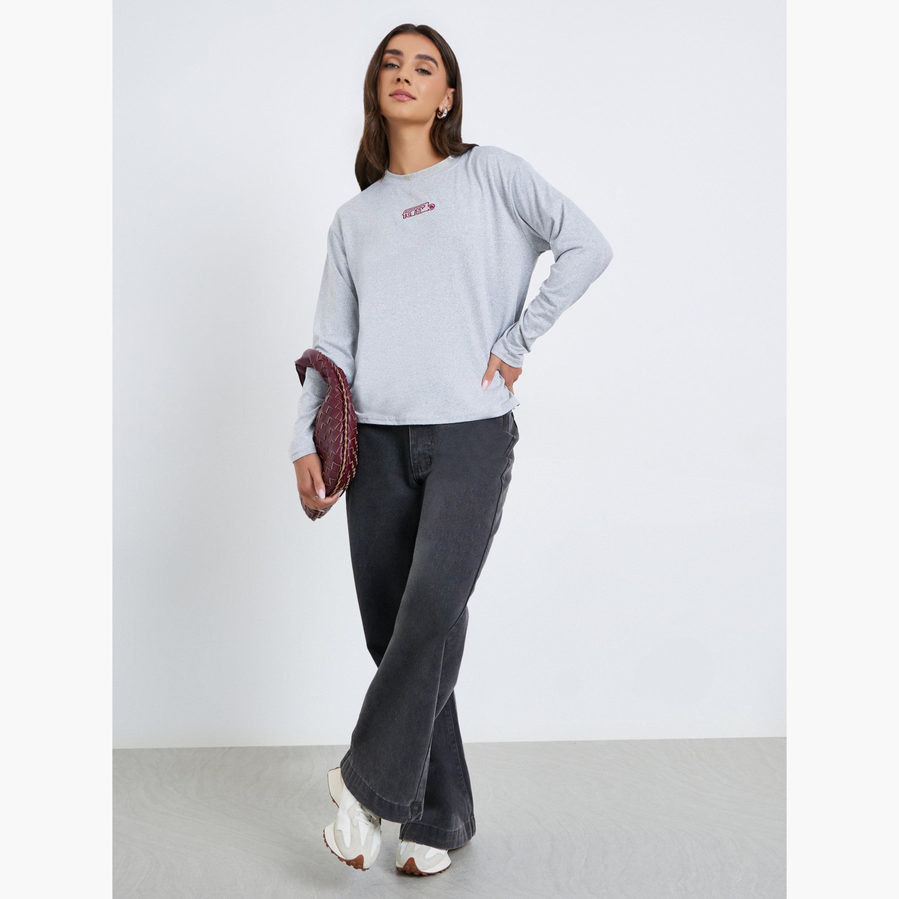 تيشيرت بأكمام طويلة بقصة عادية-women-clothing-tshirts-image-2