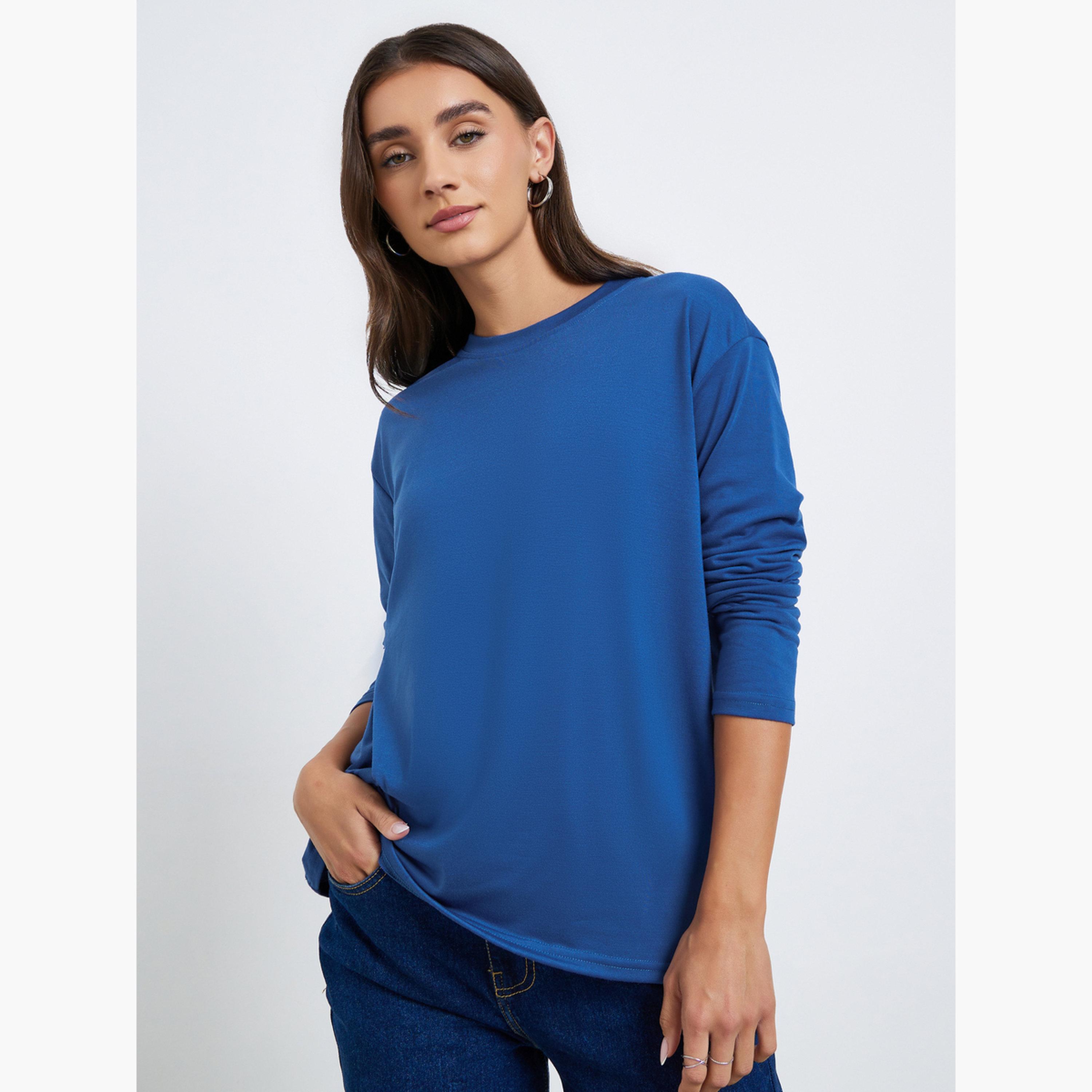 تيشيرت بأكمام طويلة وطبعة جرافيك-women-clothing-tshirts-image-1
